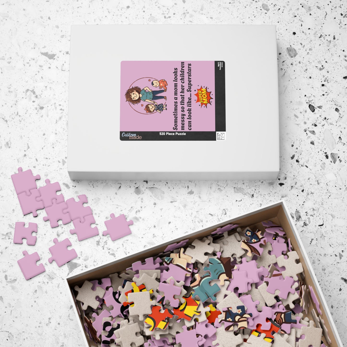 Super Mom and kids puzzle, Mom messy so kids look like superstars 110-1014pc
