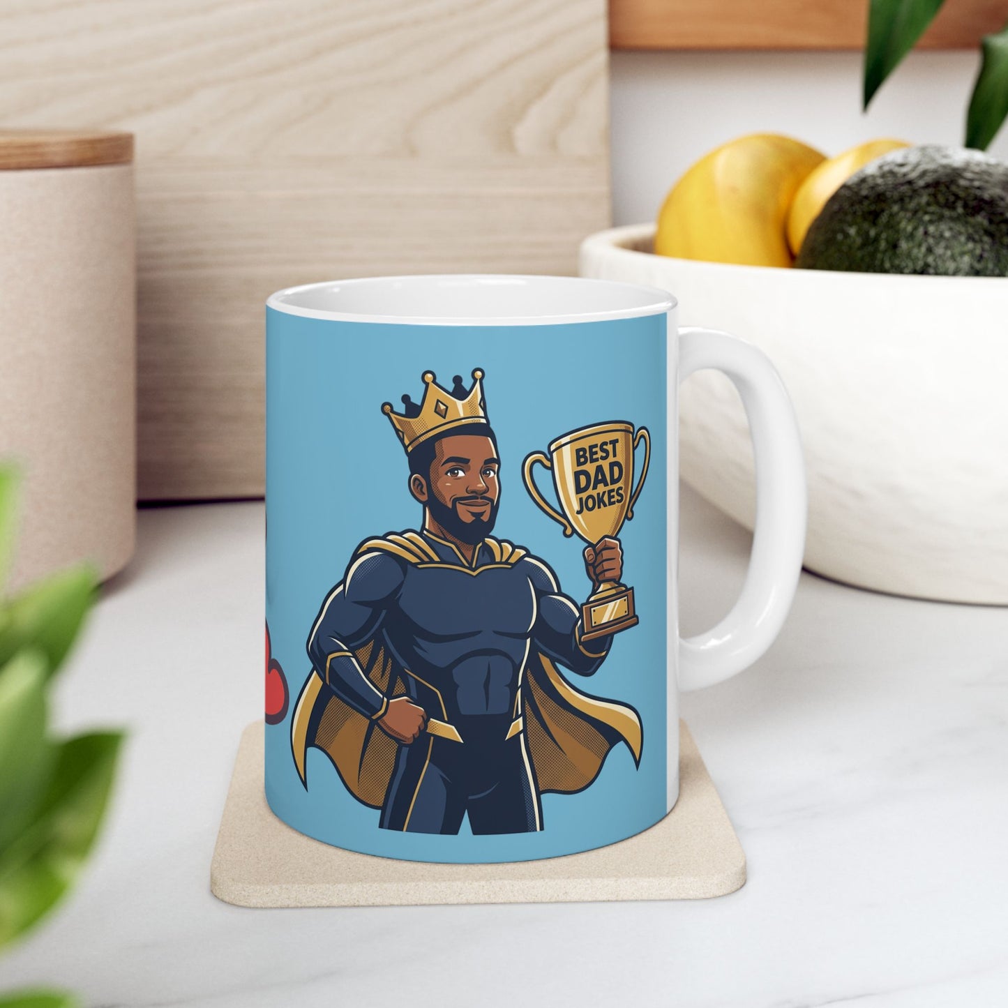 Ceramic Mug — 'Best Dad' Trophy Design with Hearts, Father's Day Gift (11oz, 15oz)