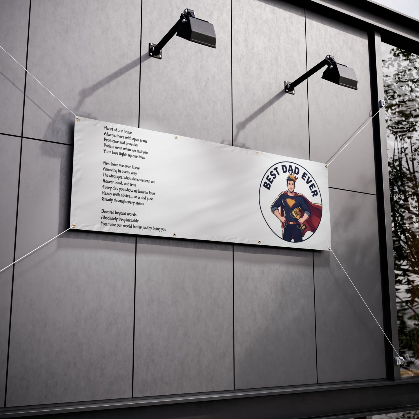 Best Dad Ever Vinyl Banner – Superhero Father Tribute with Poem