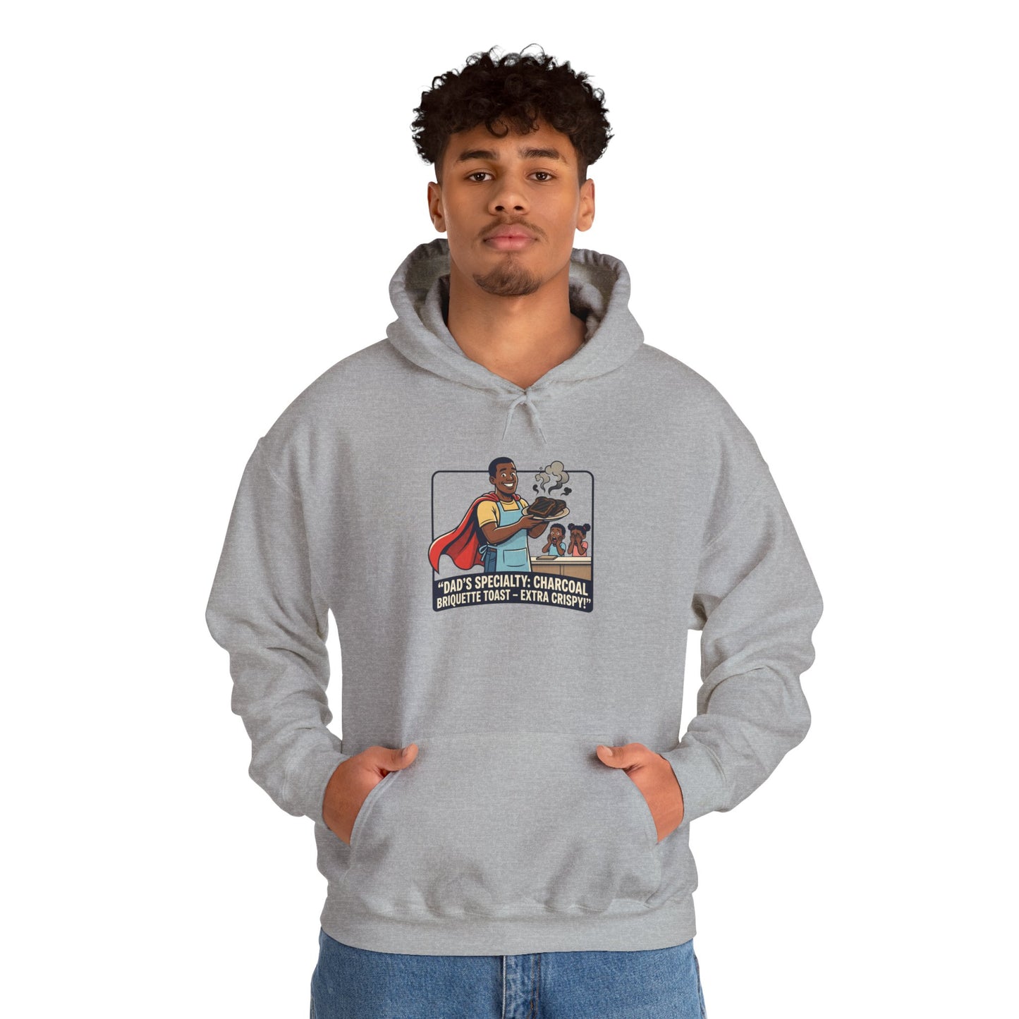 Hoodie — 'Dad's Specialty Charcoal Grilled Toast' Retro BBQ Chef Graphic