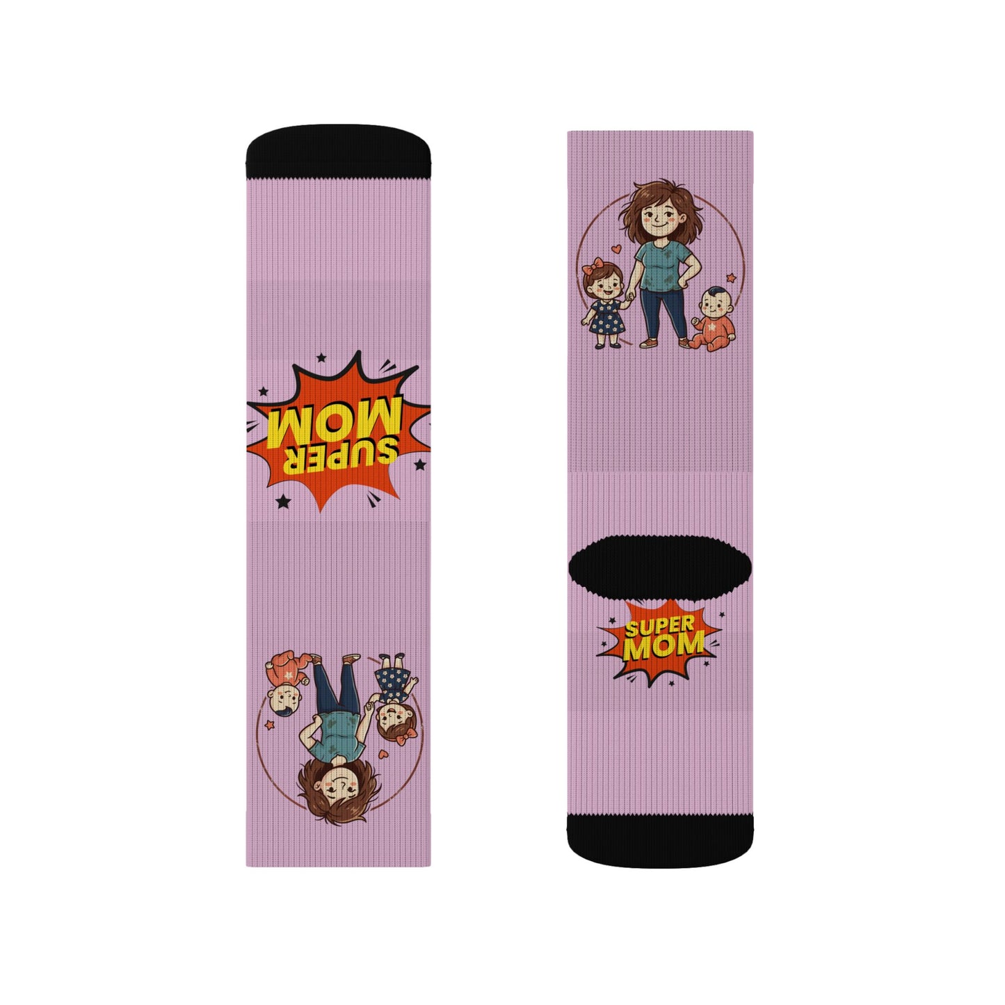 Super Mom Socks | Mother's Day, Mom Cartoon Crew Socks