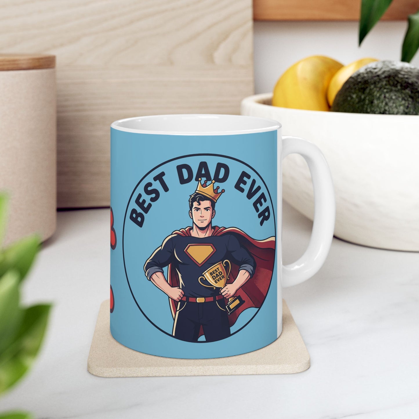 Best Dad Ever Ceramic Mug — Heart Pattern 11oz & 15oz Gift for Father’s Day