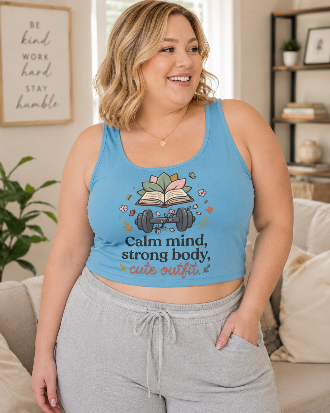 Calm Mind Strong Body Crop Sports Bra — Cute Fitness & Yoga Top
