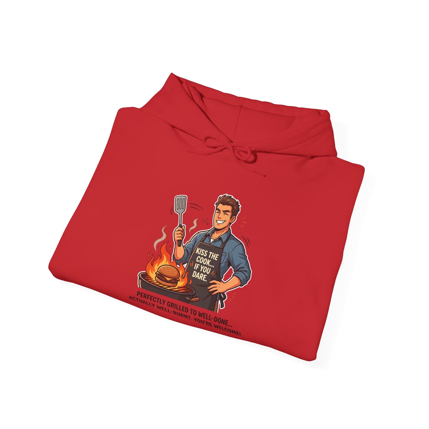 Hoodie – Vintage Grillmaster BBQ Sweatshirt ("Perfectly Grilled...Actually I Just Set It Ablaze")