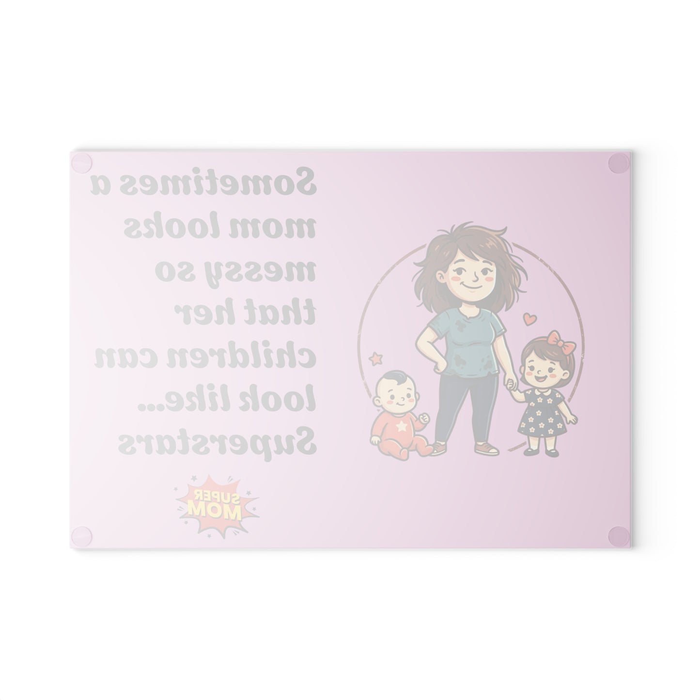 SuperMom Glass Cutting Board | Funny Mom Quote Kitchen Decor