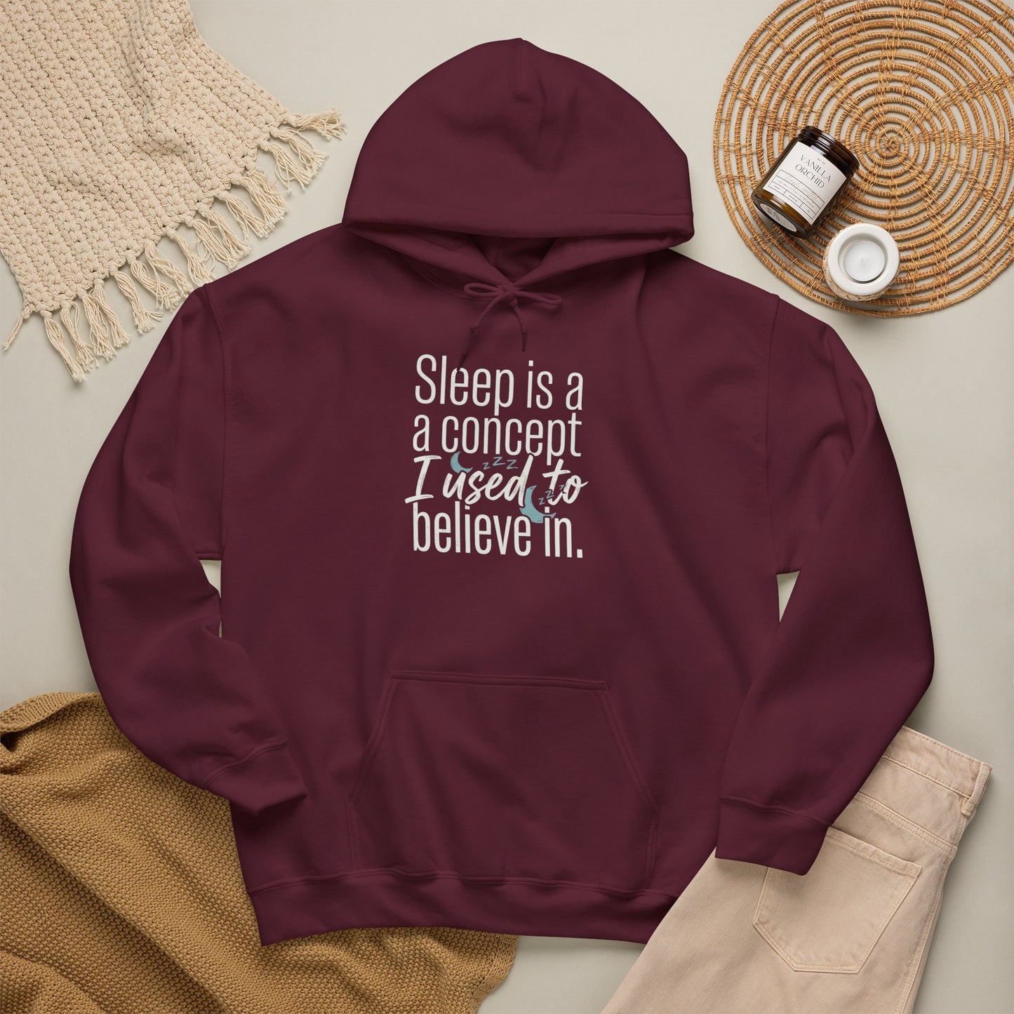 Sleep Is a Concept Hoodie – Funny Insomnia Quote Pullover