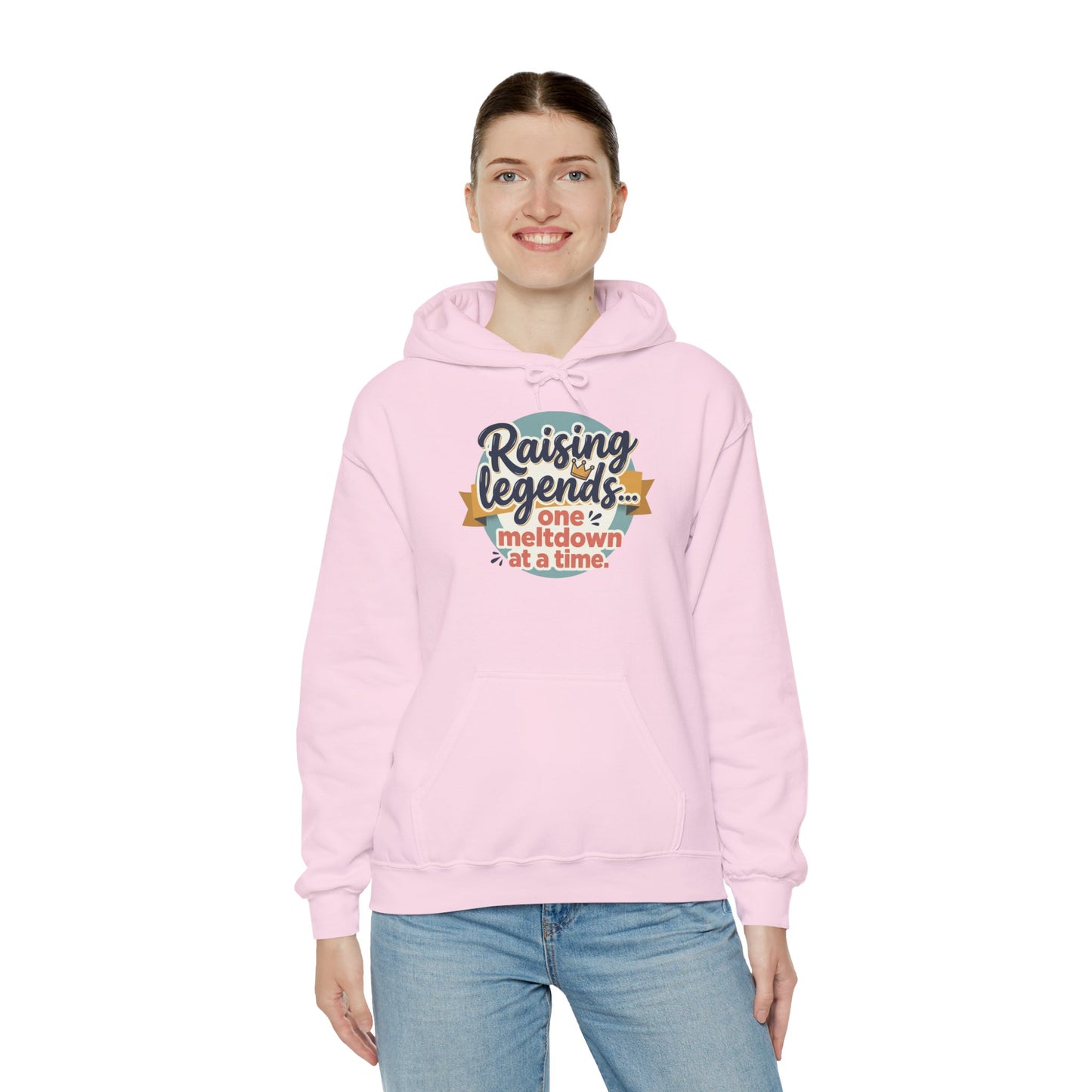 Hoodie — "Raising Legends... one meltdown at a time" Retro Parenthood Sweatshirt