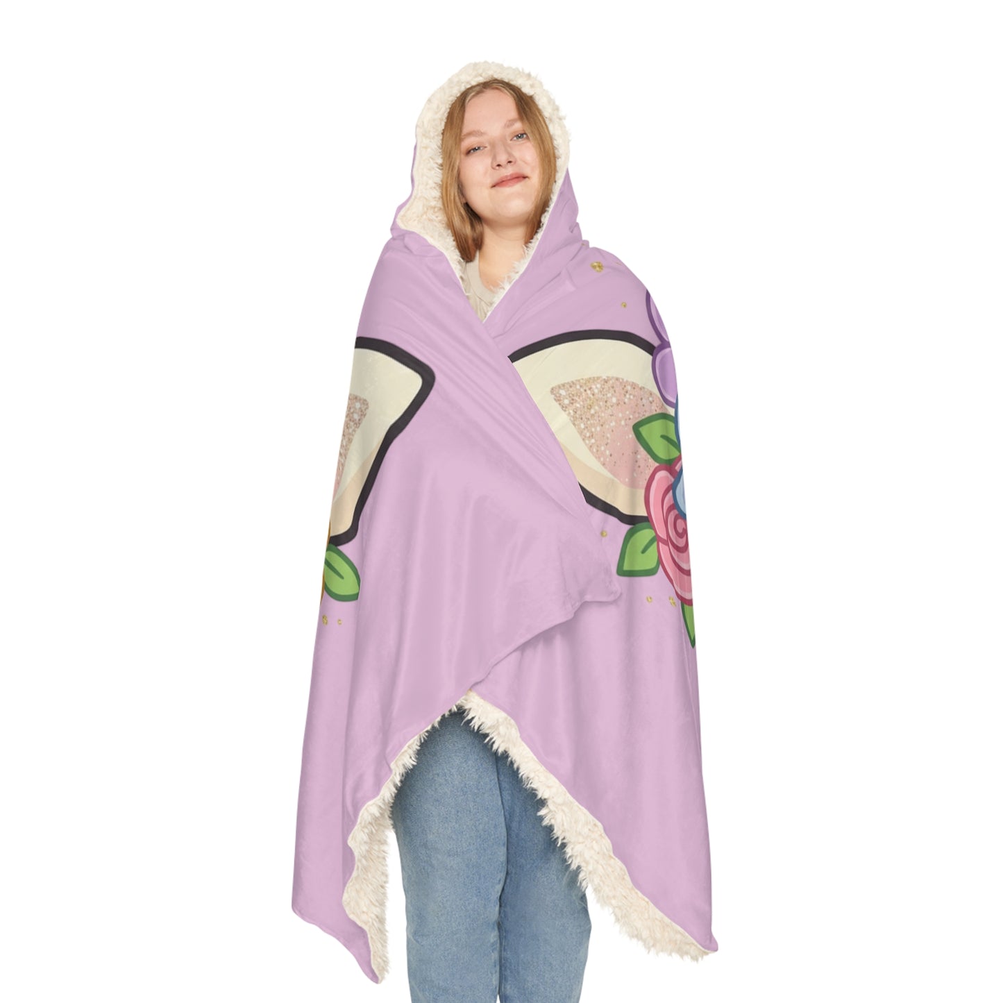 Unicorn Floral Hooded Snuggle Blanket — Pink Cozy Throw for Kids & Teens