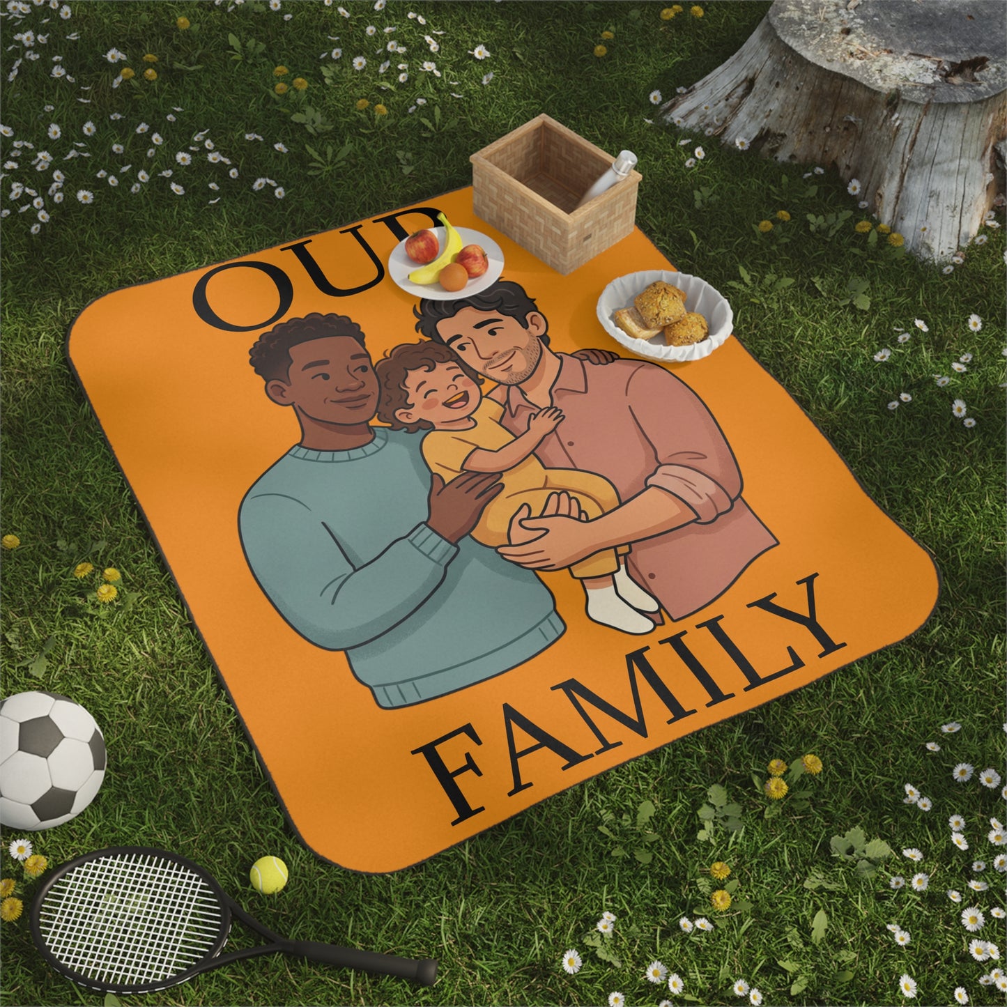 Our Family Picnic Blanket – Family Illustration Outdoor Blanket