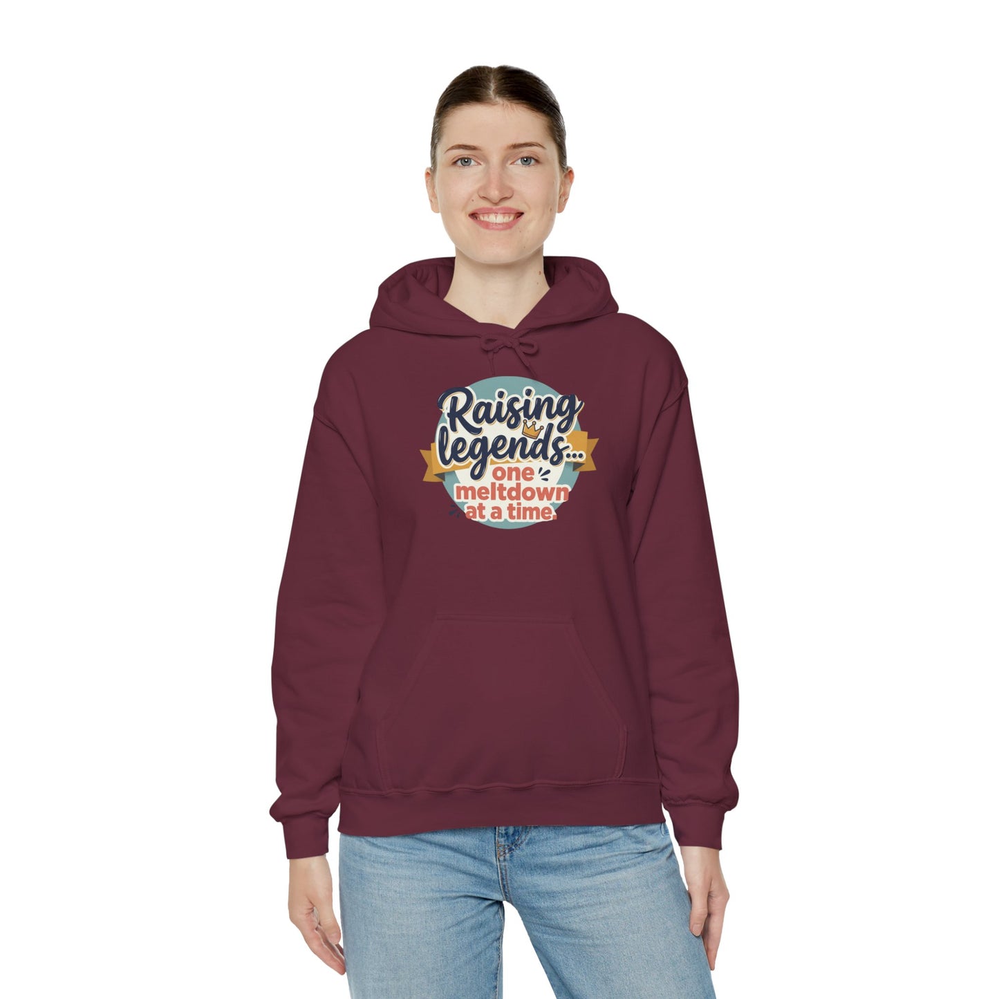 Hoodie — "Raising Legends... one meltdown at a time" Retro Parenthood Sweatshirt