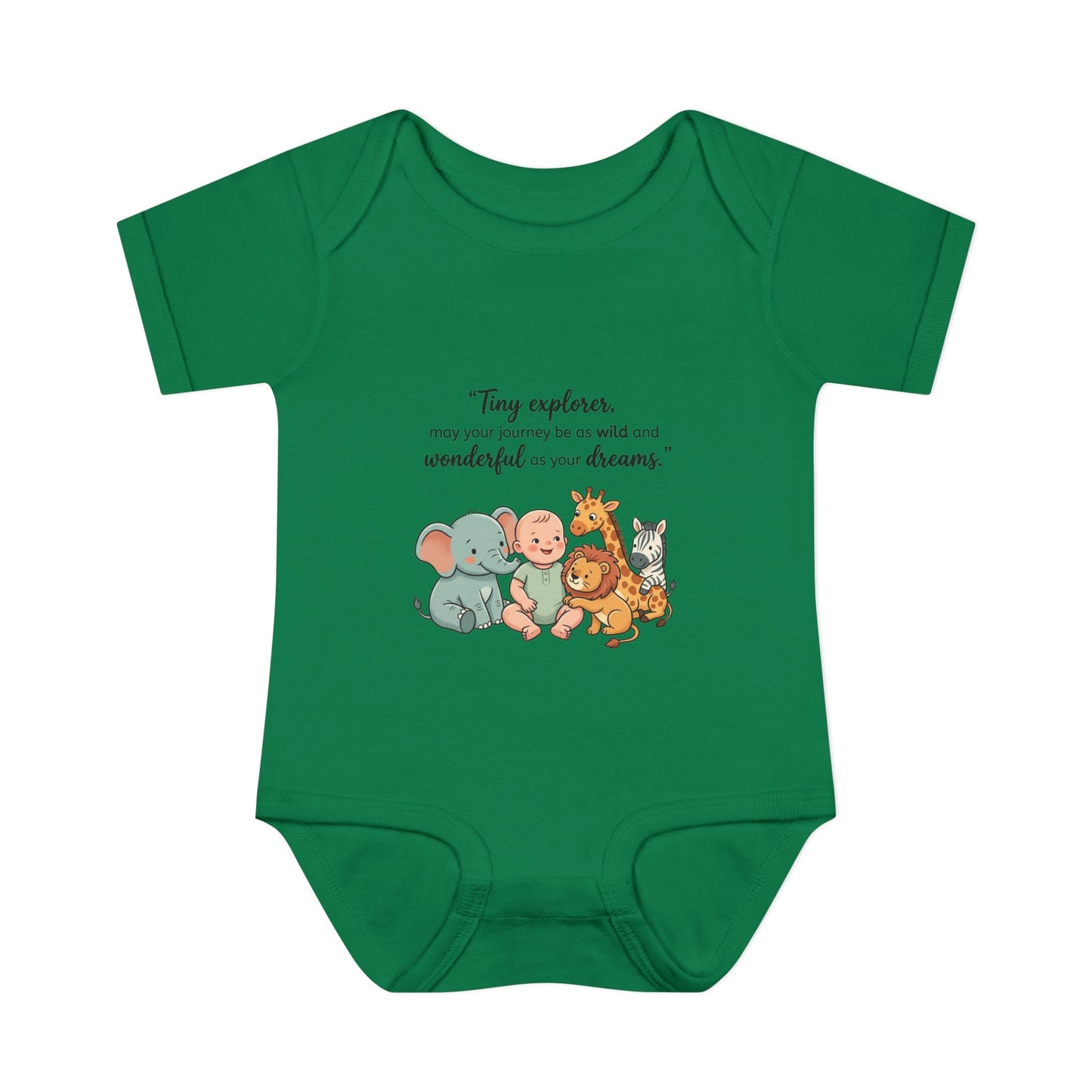 Baby Bodysuit — "Tiny Explorer" Cute Animal Nursery Onesie