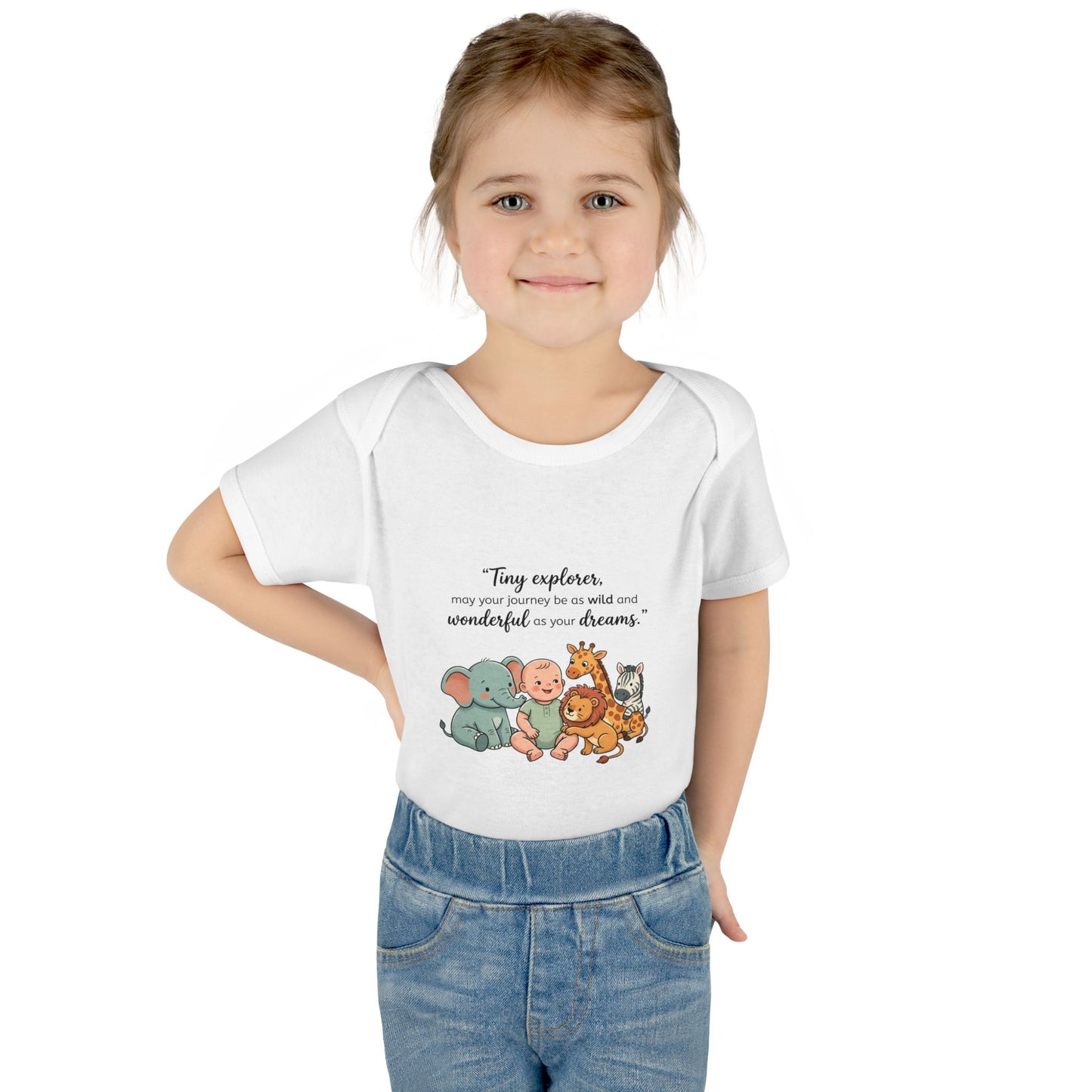 Baby Bodysuit — "Tiny Explorer" Cute Animal Nursery Onesie