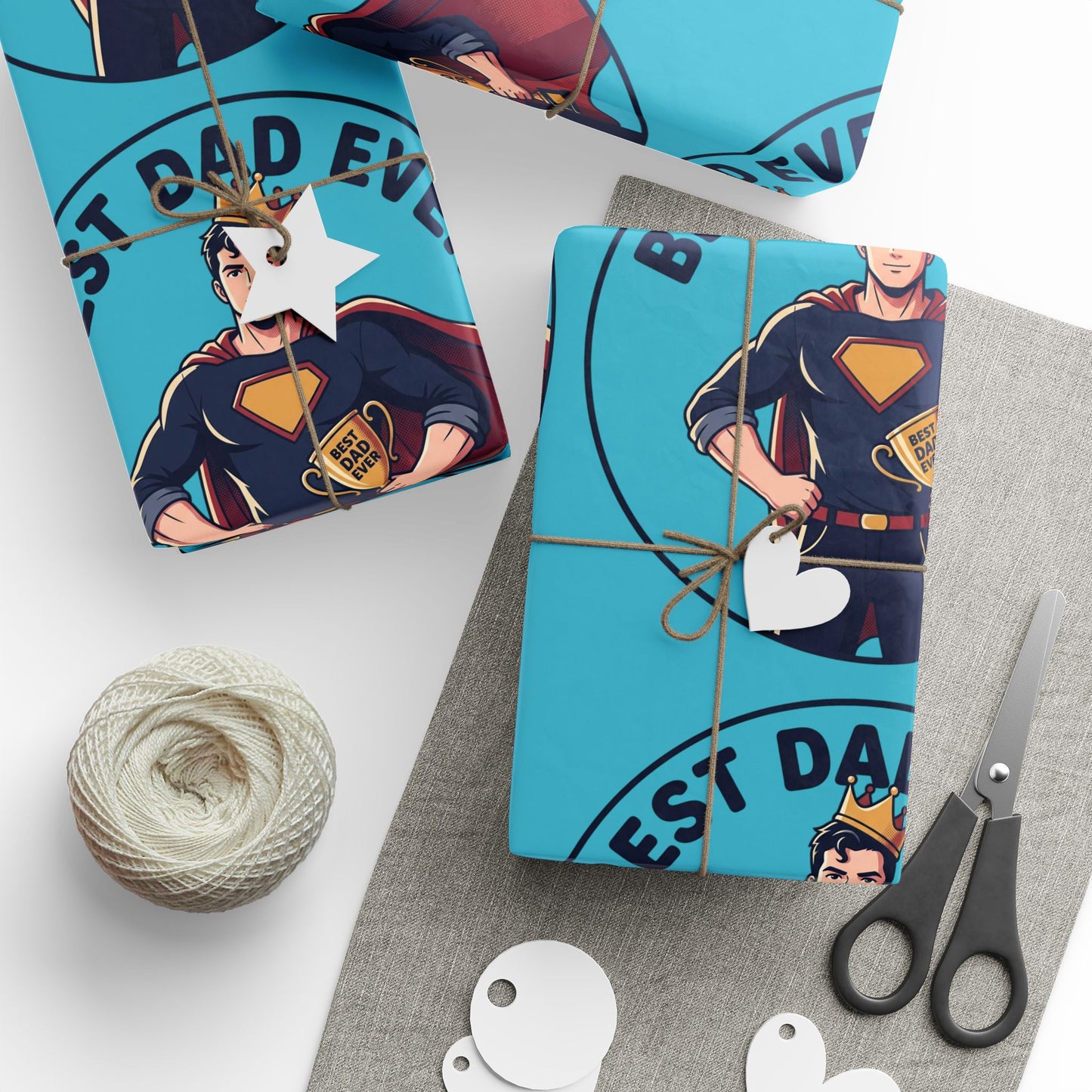Best Dad Ever Superhero Wrapping Paper — Father's Day Gift Wrap