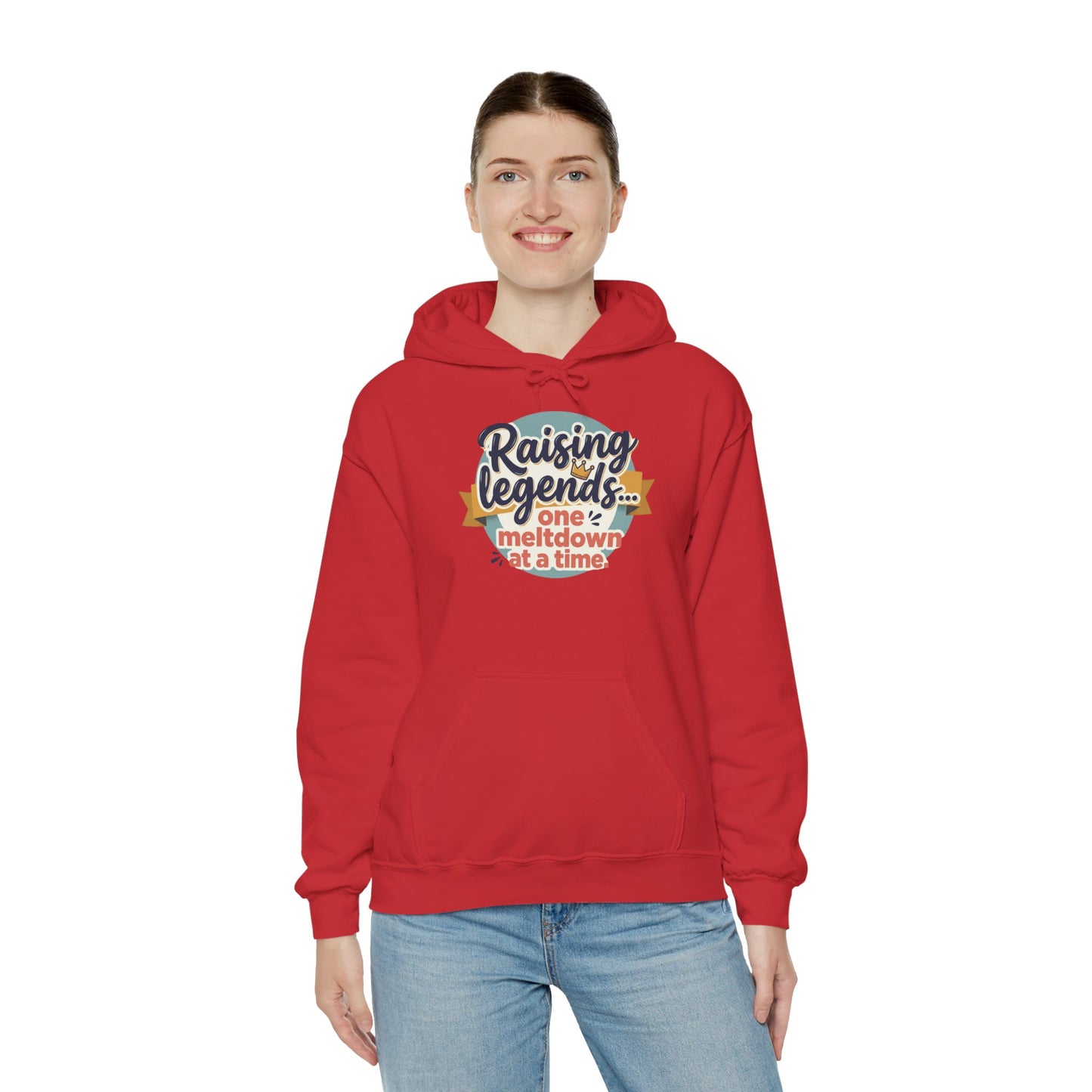Hoodie — "Raising Legends... one meltdown at a time" Retro Parenthood Sweatshirt