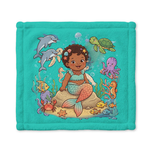 Mermaid Baby Lovey Blanket — Soft Minky Sea Animal Security Blanket for Newborns & Toddlers
