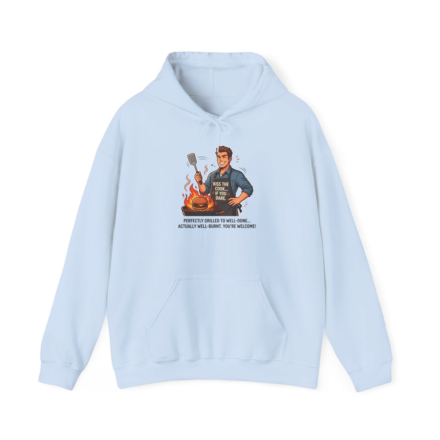 Hoodie – Vintage Grillmaster BBQ Sweatshirt ("Perfectly Grilled...Actually I Just Set It Ablaze")