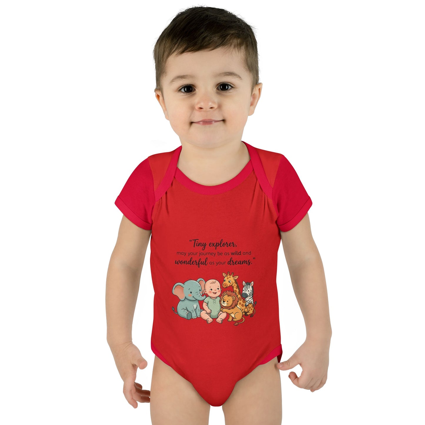 Baby Bodysuit — "Tiny Explorer" Cute Animal Nursery Onesie