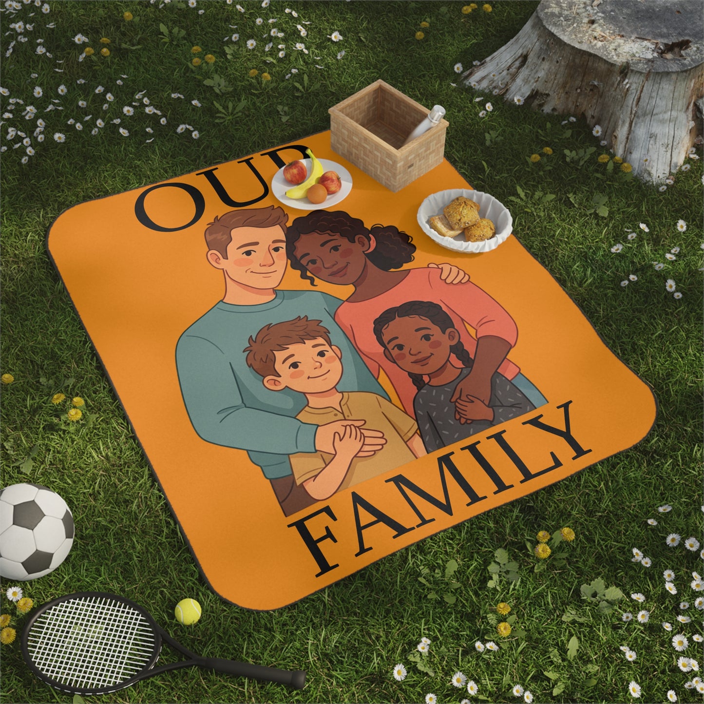 Our Family Picnic Blanket – Family Illustration Outdoor Blanket