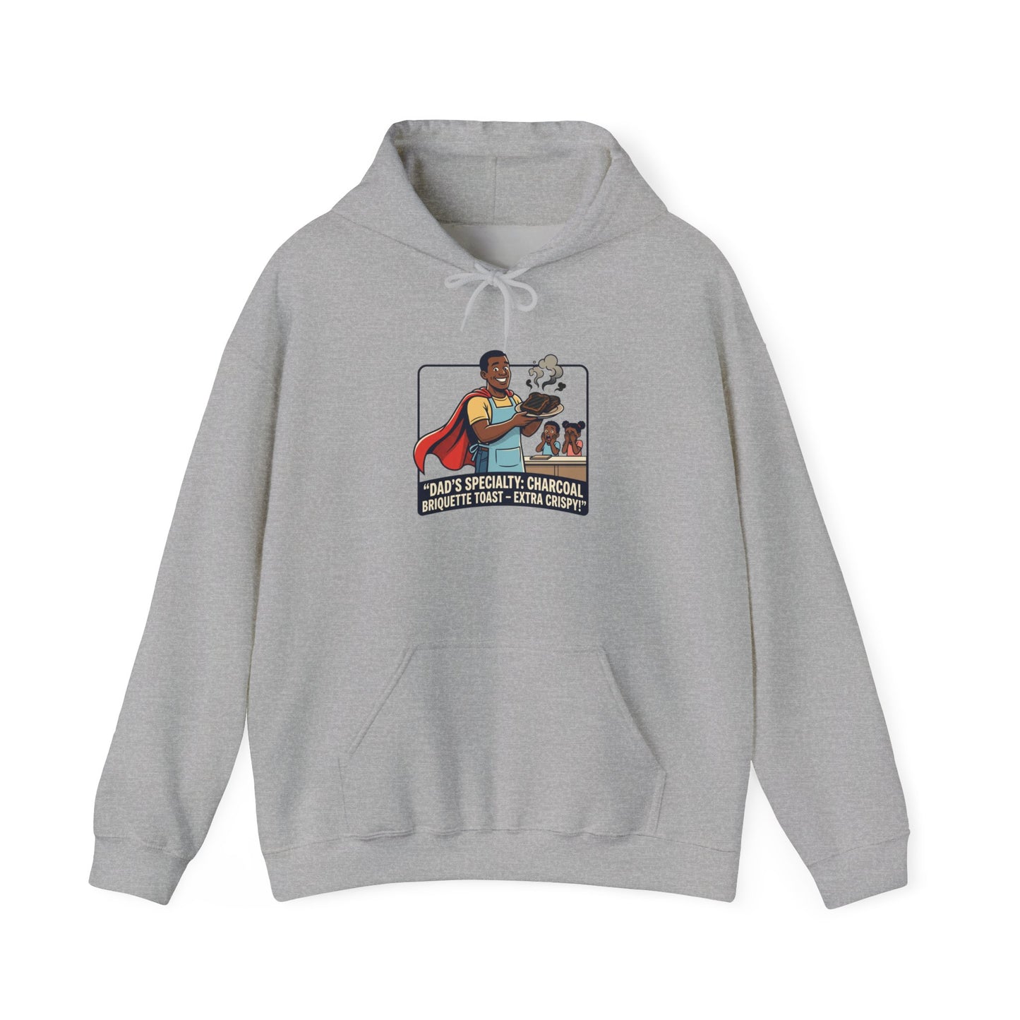 Hoodie — 'Dad's Specialty Charcoal Grilled Toast' Retro BBQ Chef Graphic