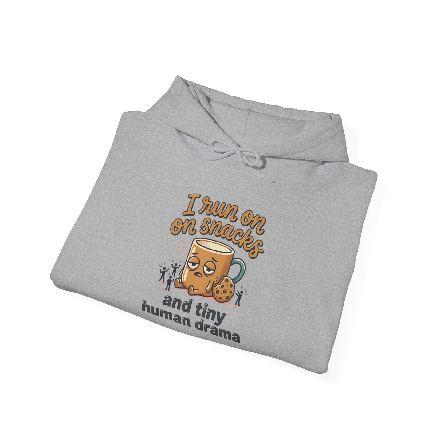Coffee Mug Hoodie - "I Run on Coffee and Tiny Human Drama" Funny Mom Sweatshirt