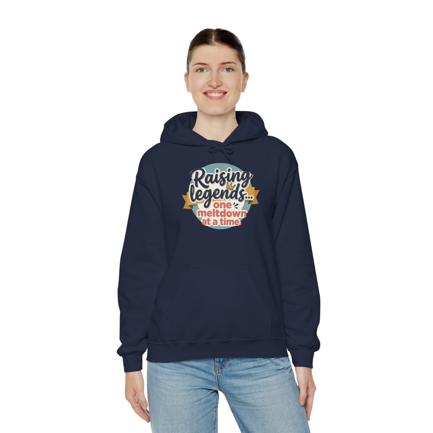 Hoodie — "Raising Legends... one meltdown at a time" Retro Parenthood Sweatshirt