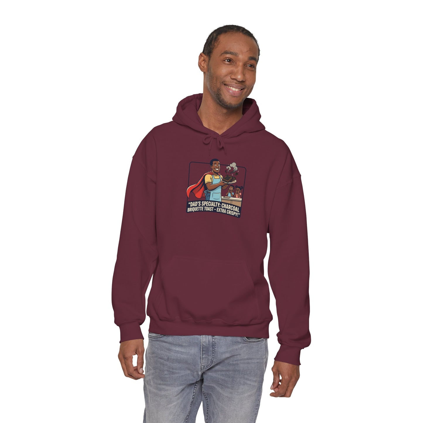 Hoodie — 'Dad's Specialty Charcoal Grilled Toast' Retro BBQ Chef Graphic