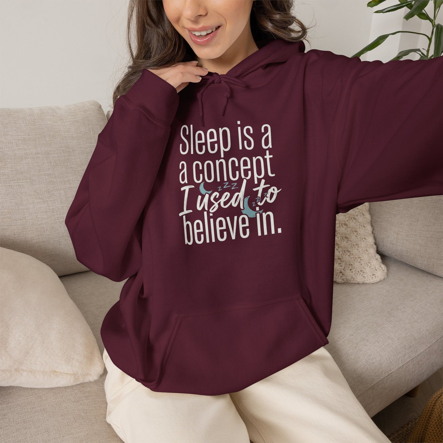 Sleep Is a Concept Hoodie – Funny Insomnia Quote Pullover