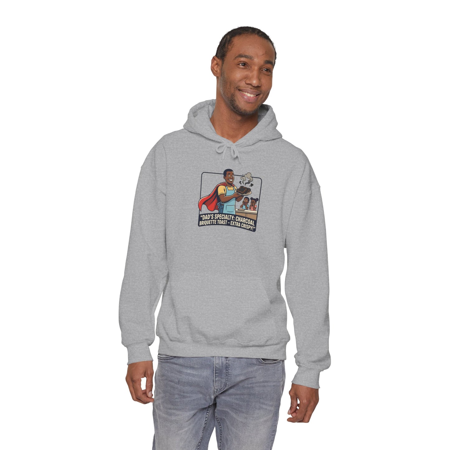 Hoodie — 'Dad's Specialty Charcoal Grilled Toast' Retro BBQ Chef Graphic