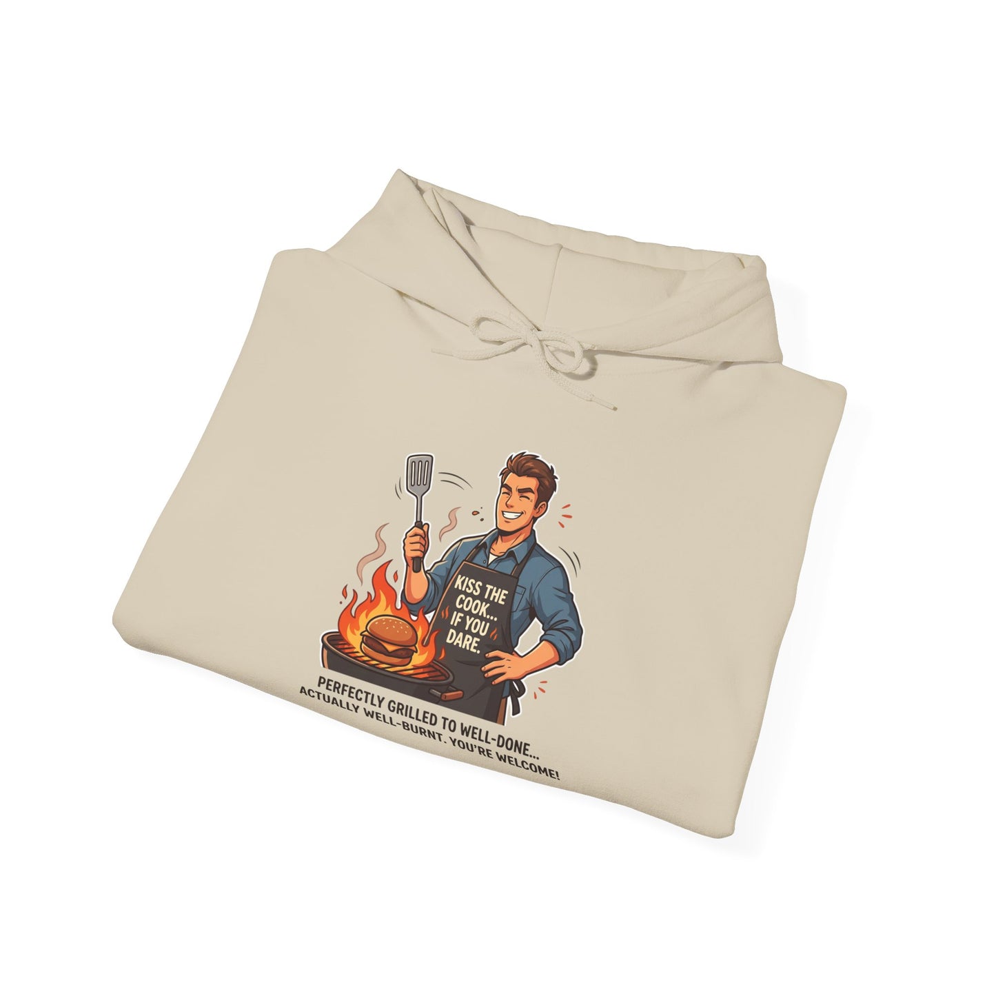 Hoodie – Vintage Grillmaster BBQ Sweatshirt ("Perfectly Grilled...Actually I Just Set It Ablaze")