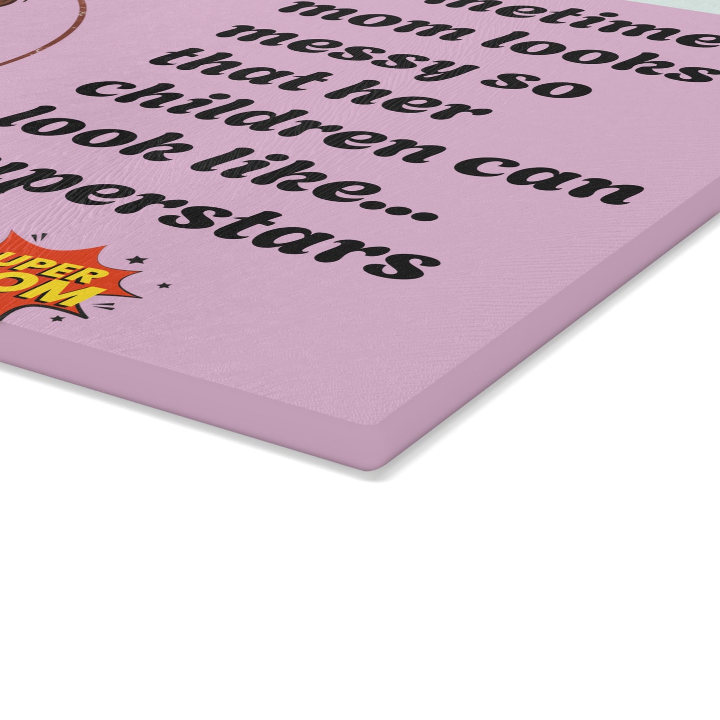 SuperMom Glass Cutting Board | Funny Mom Quote Kitchen Decor