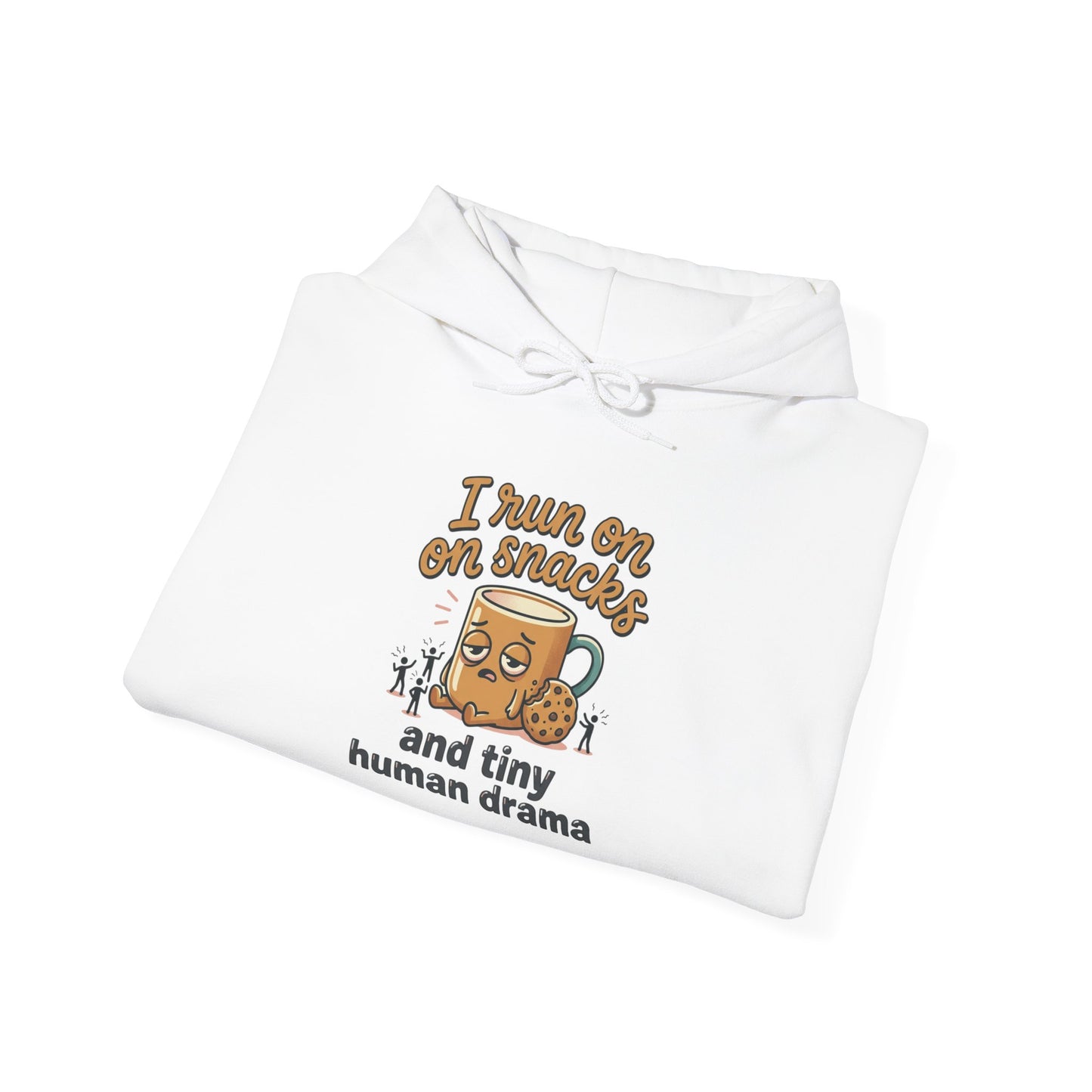 Coffee Mug Hoodie - "I Run on Coffee and Tiny Human Drama" Funny Mom Sweatshirt
