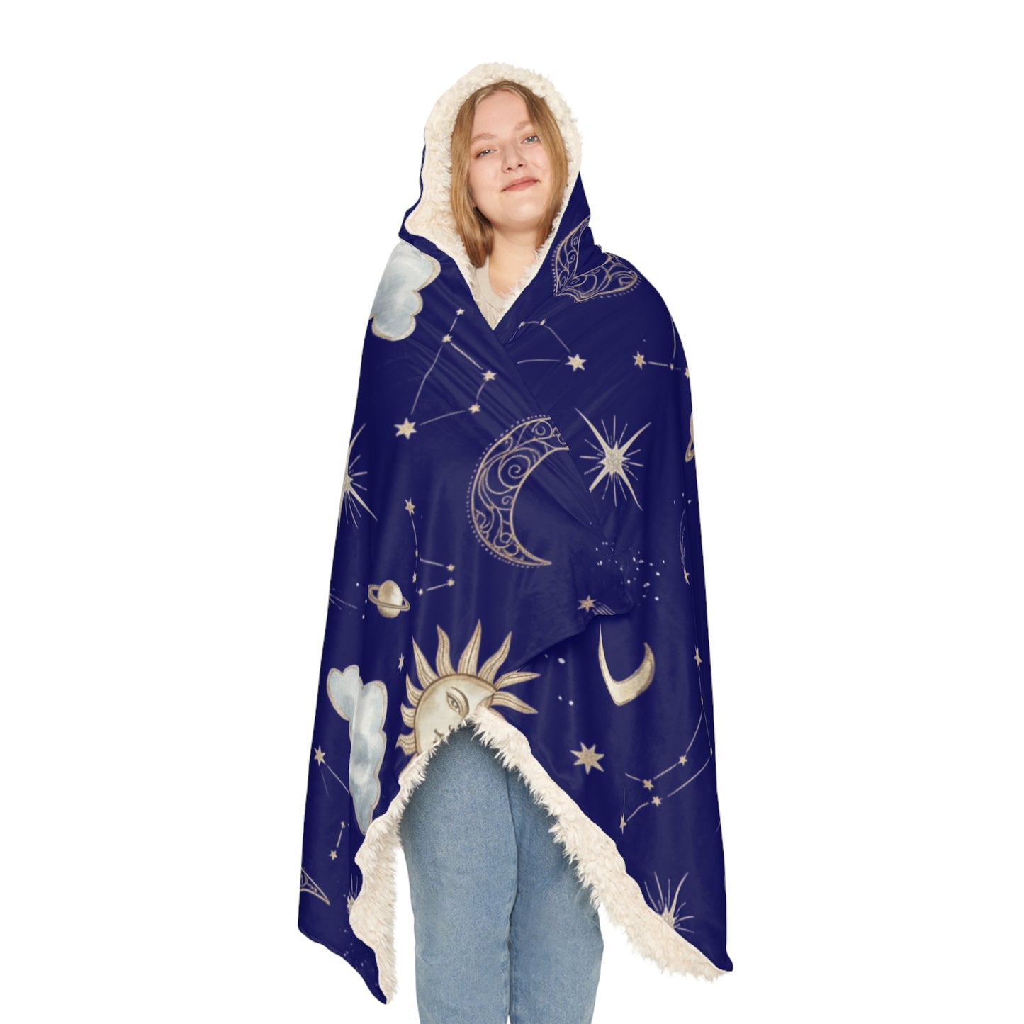 Celestial Moon & Sun Hooded Blanket — Starry Night Snuggle Throw