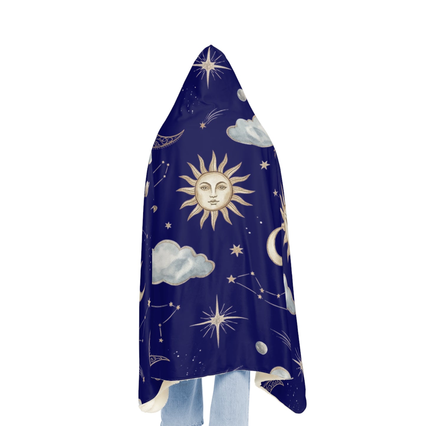 Celestial Moon & Sun Hooded Blanket — Starry Night Snuggle Throw