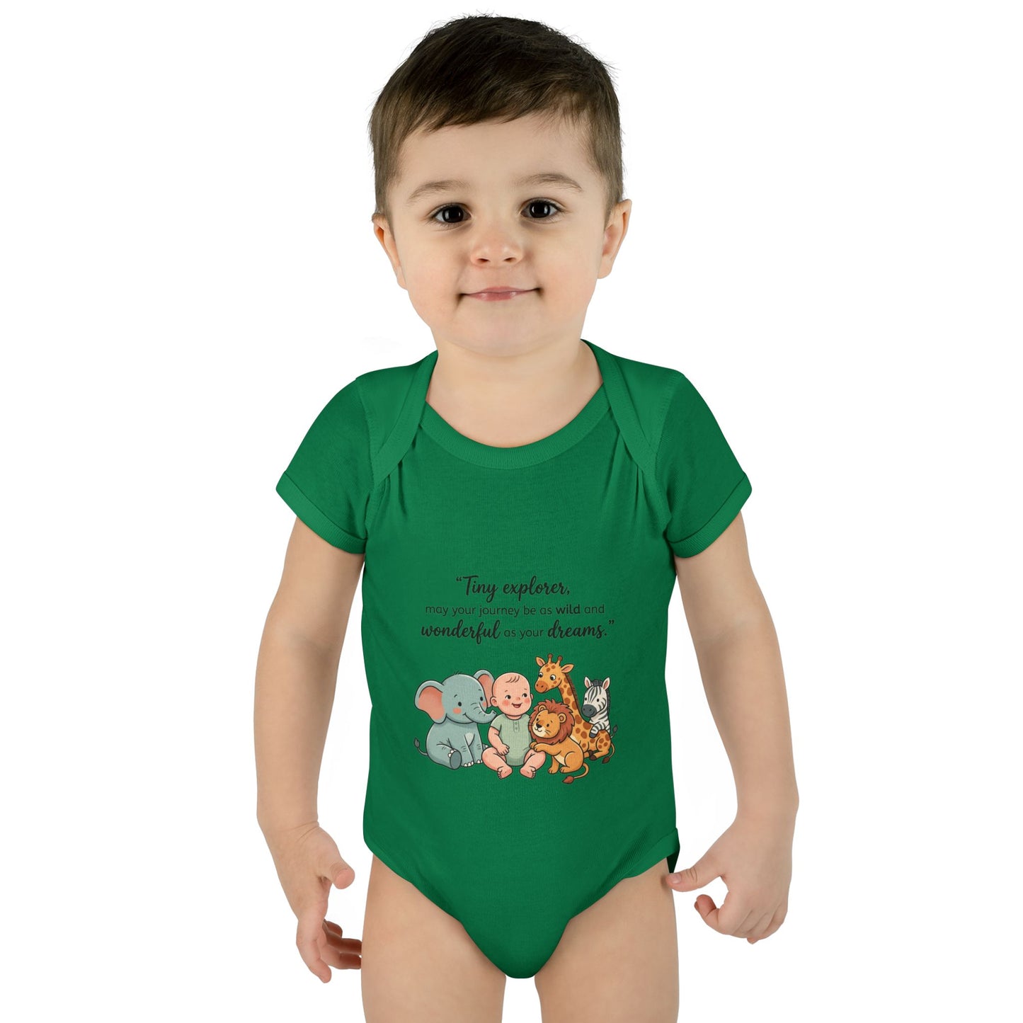 Baby Bodysuit — "Tiny Explorer" Cute Animal Nursery Onesie