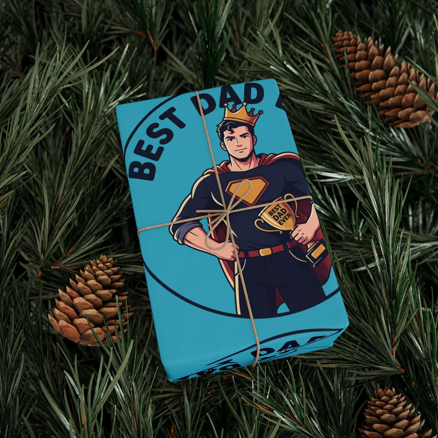 Best Dad Ever Superhero Wrapping Paper — Father's Day Gift Wrap