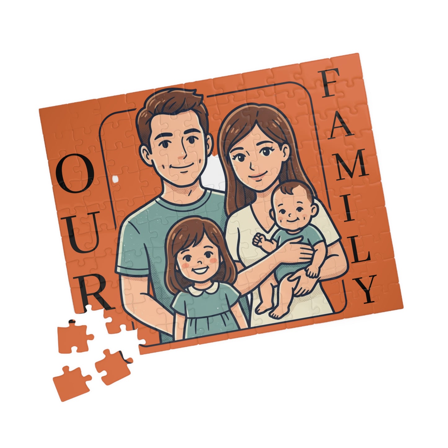 Family Portrait Puzzle – “Our Family” Personalized Jigsaw (110–1014 pcs)