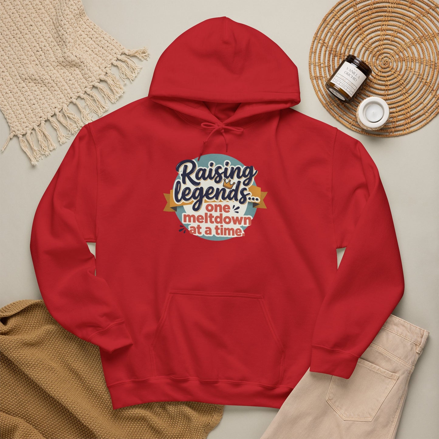 Hoodie — "Raising Legends... one meltdown at a time" Retro Parenthood Sweatshirt