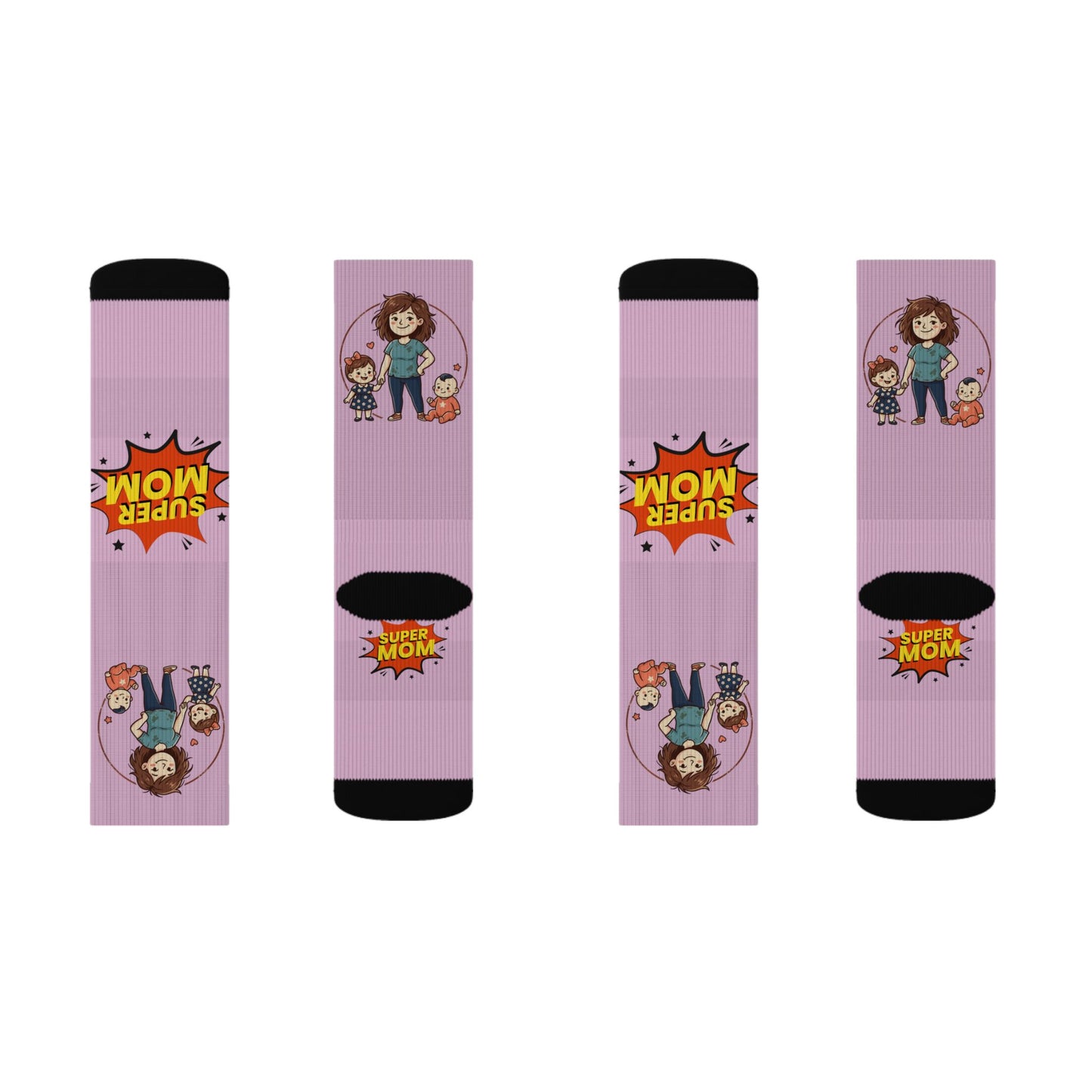 Super Mom Socks | Mother's Day, Mom Cartoon Crew Socks