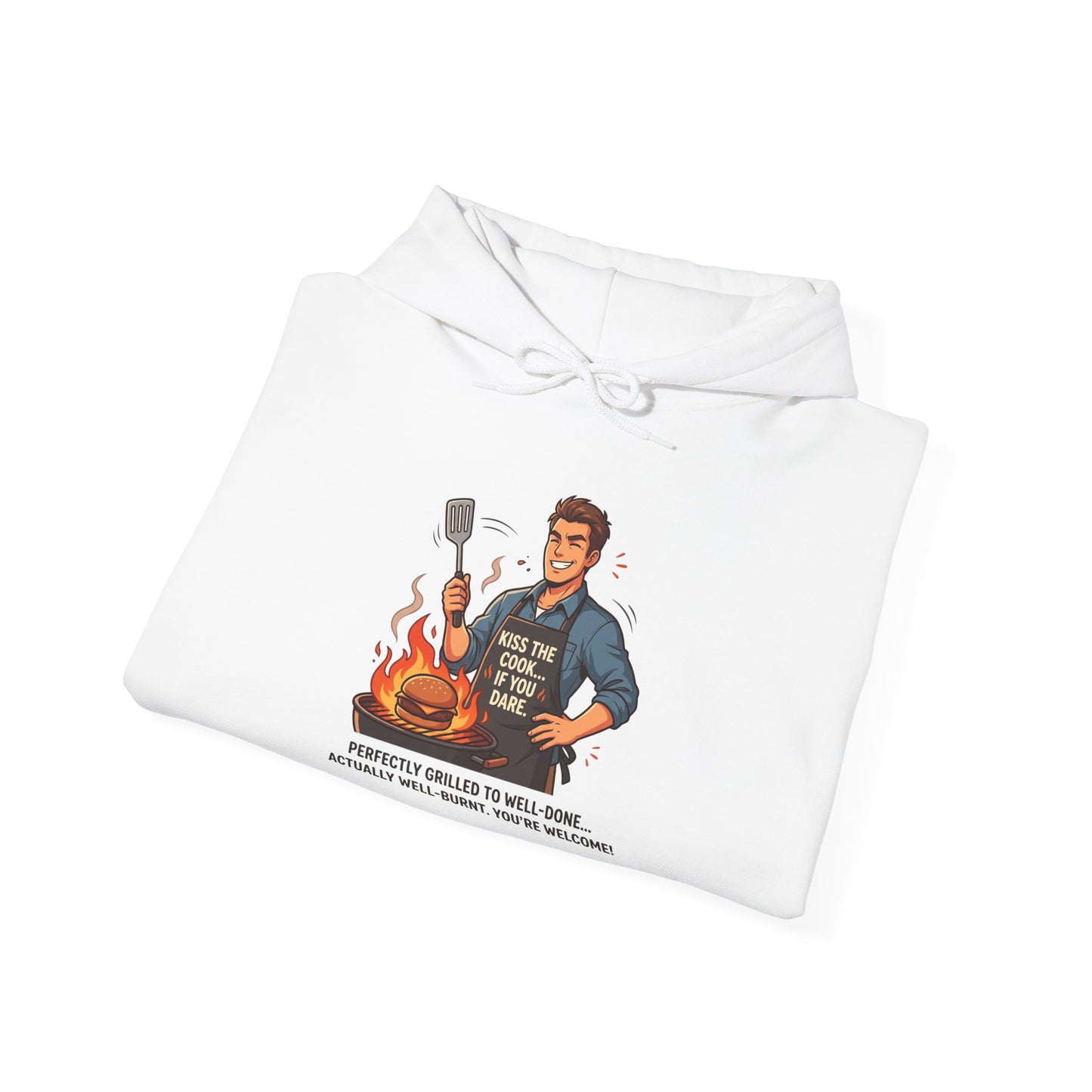 Hoodie – Vintage Grillmaster BBQ Sweatshirt ("Perfectly Grilled...Actually I Just Set It Ablaze")
