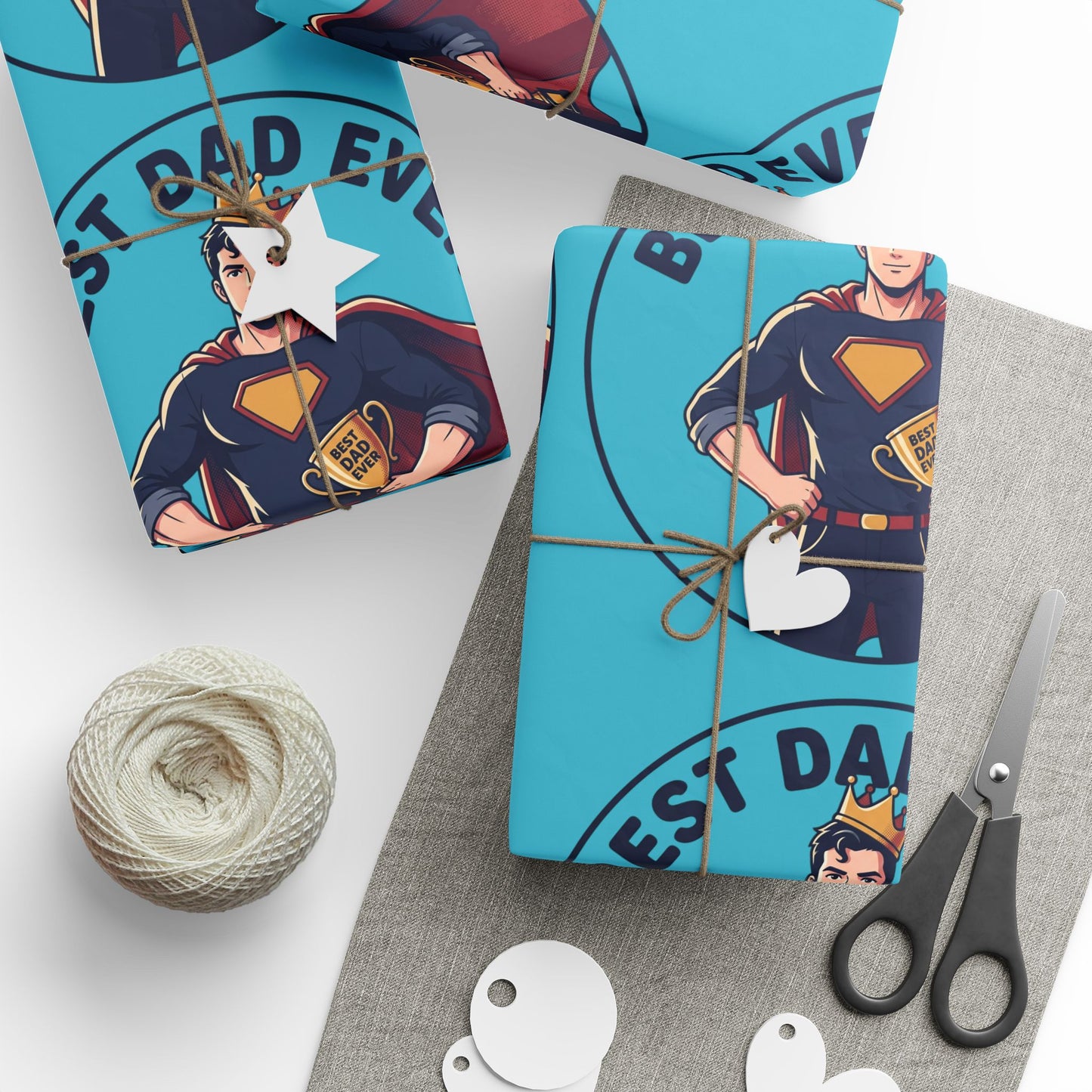 Best Dad Ever Superhero Wrapping Paper — Father's Day Gift Wrap