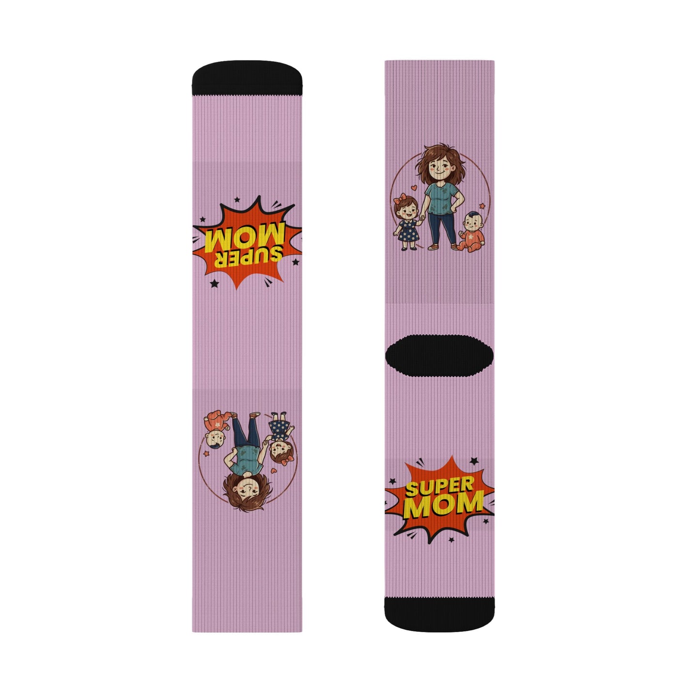 Super Mom Socks | Mother's Day, Mom Cartoon Crew Socks