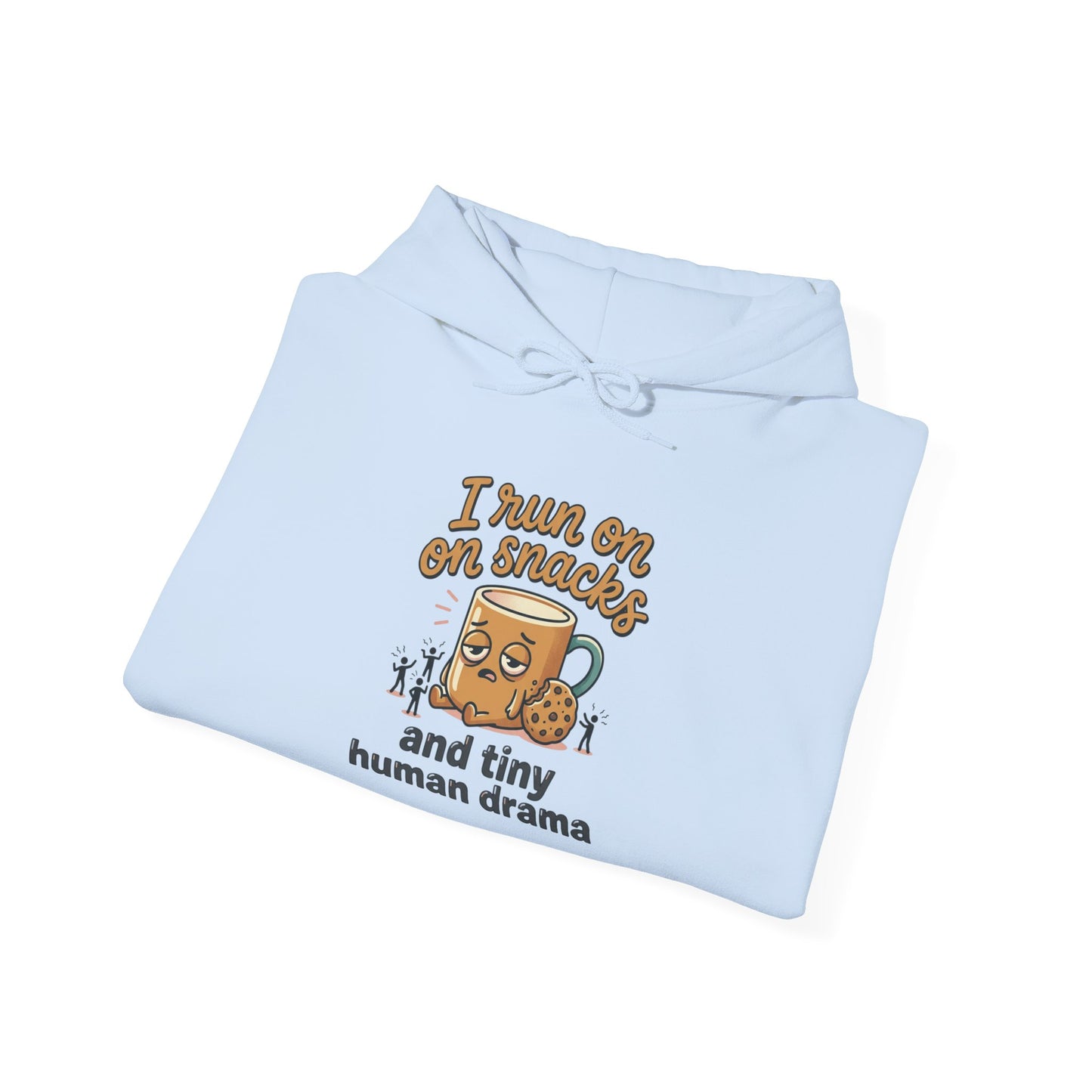 Coffee Mug Hoodie - "I Run on Coffee and Tiny Human Drama" Funny Mom Sweatshirt