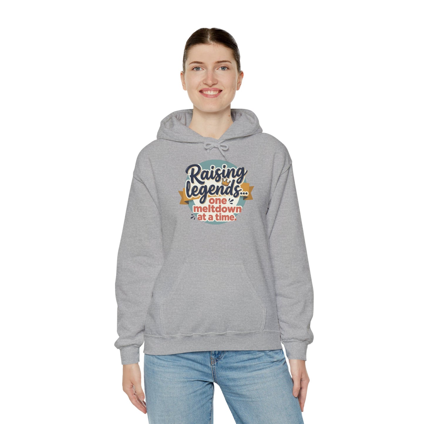 Hoodie — "Raising Legends... one meltdown at a time" Retro Parenthood Sweatshirt