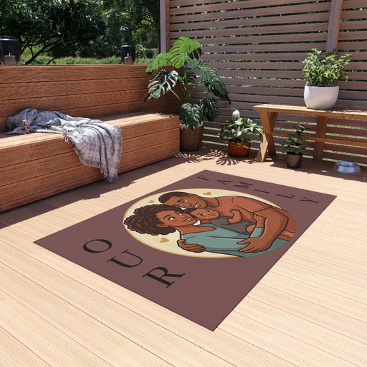 Personalized Family In/Outdoor Rug - 'Our Family' Illustrated Portrait Doormat