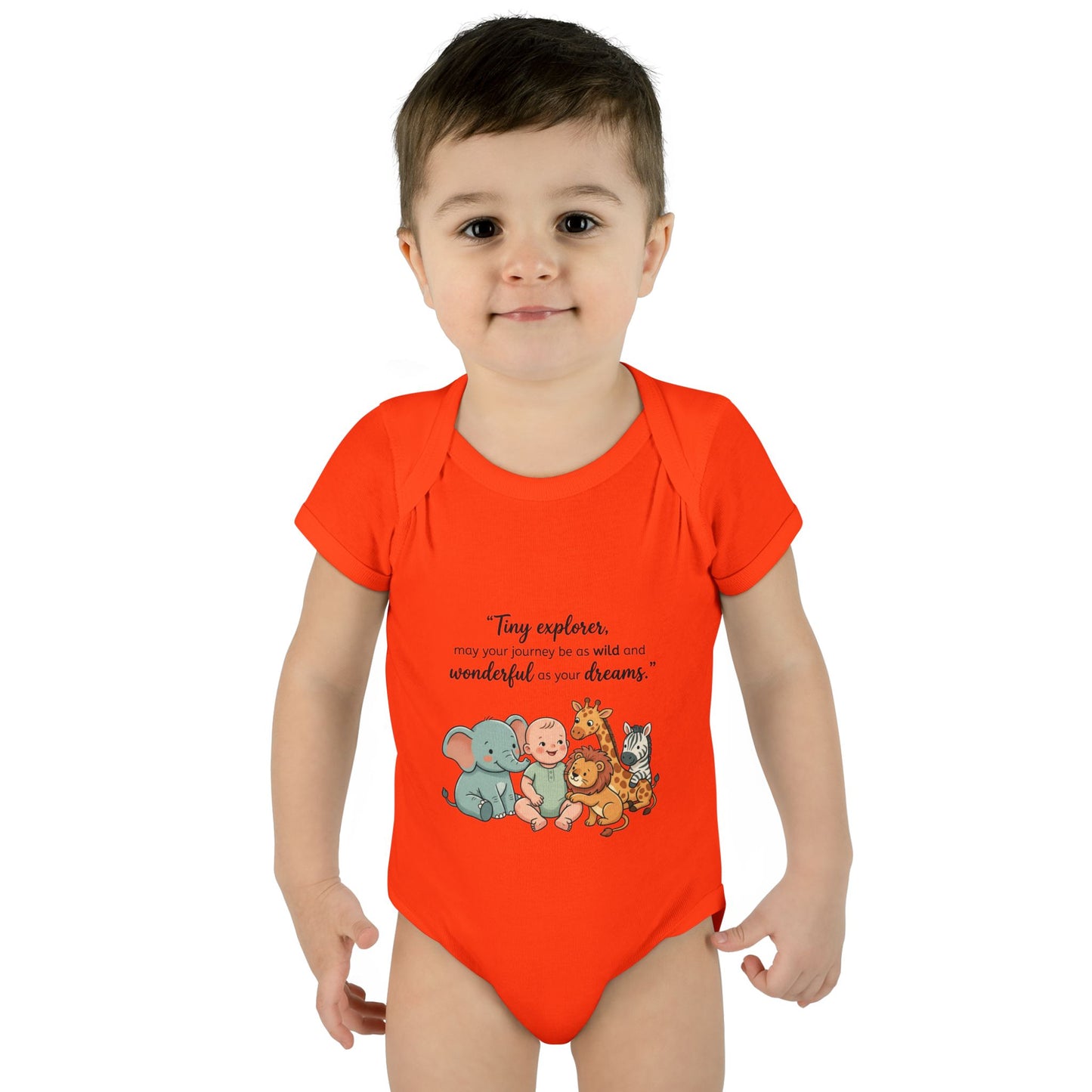 Baby Bodysuit — "Tiny Explorer" Cute Animal Nursery Onesie