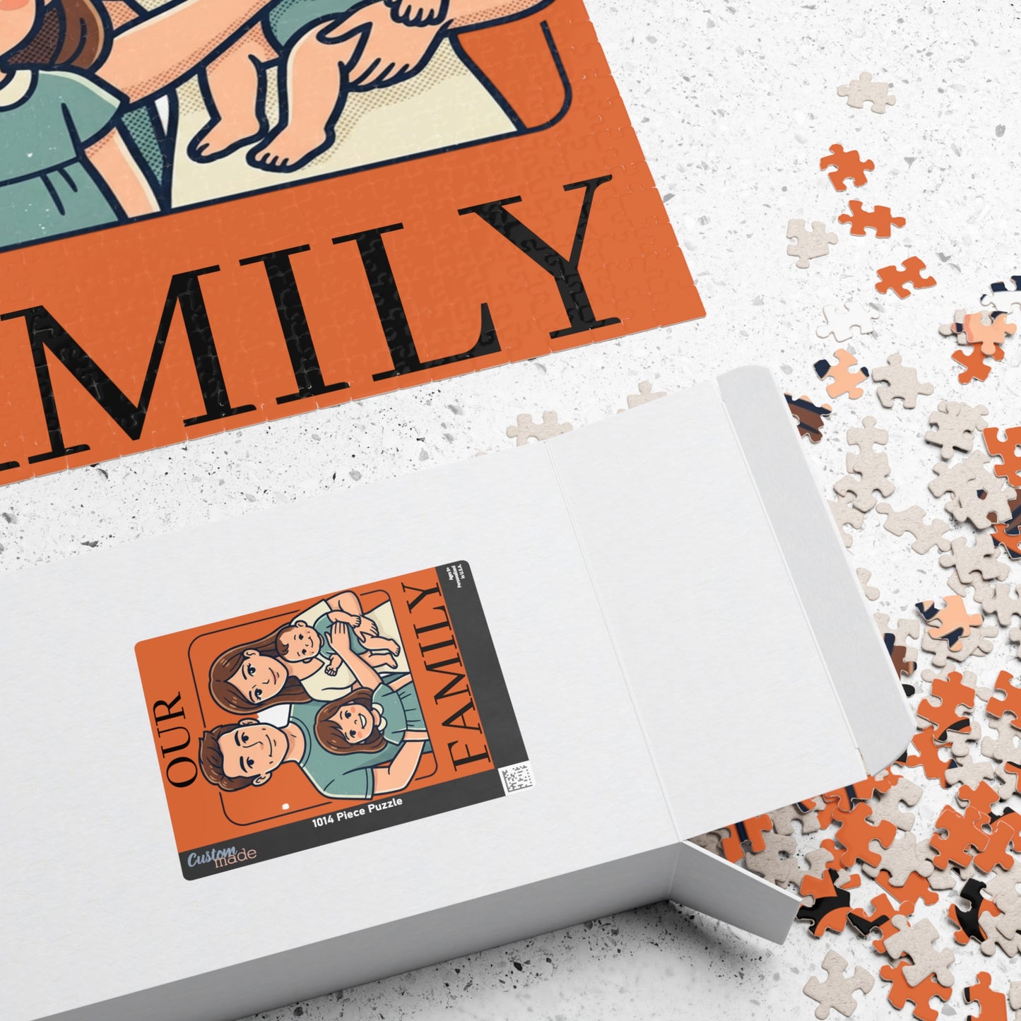 Family Portrait Puzzle – “Our Family” Personalized Jigsaw (110–1014 pcs)