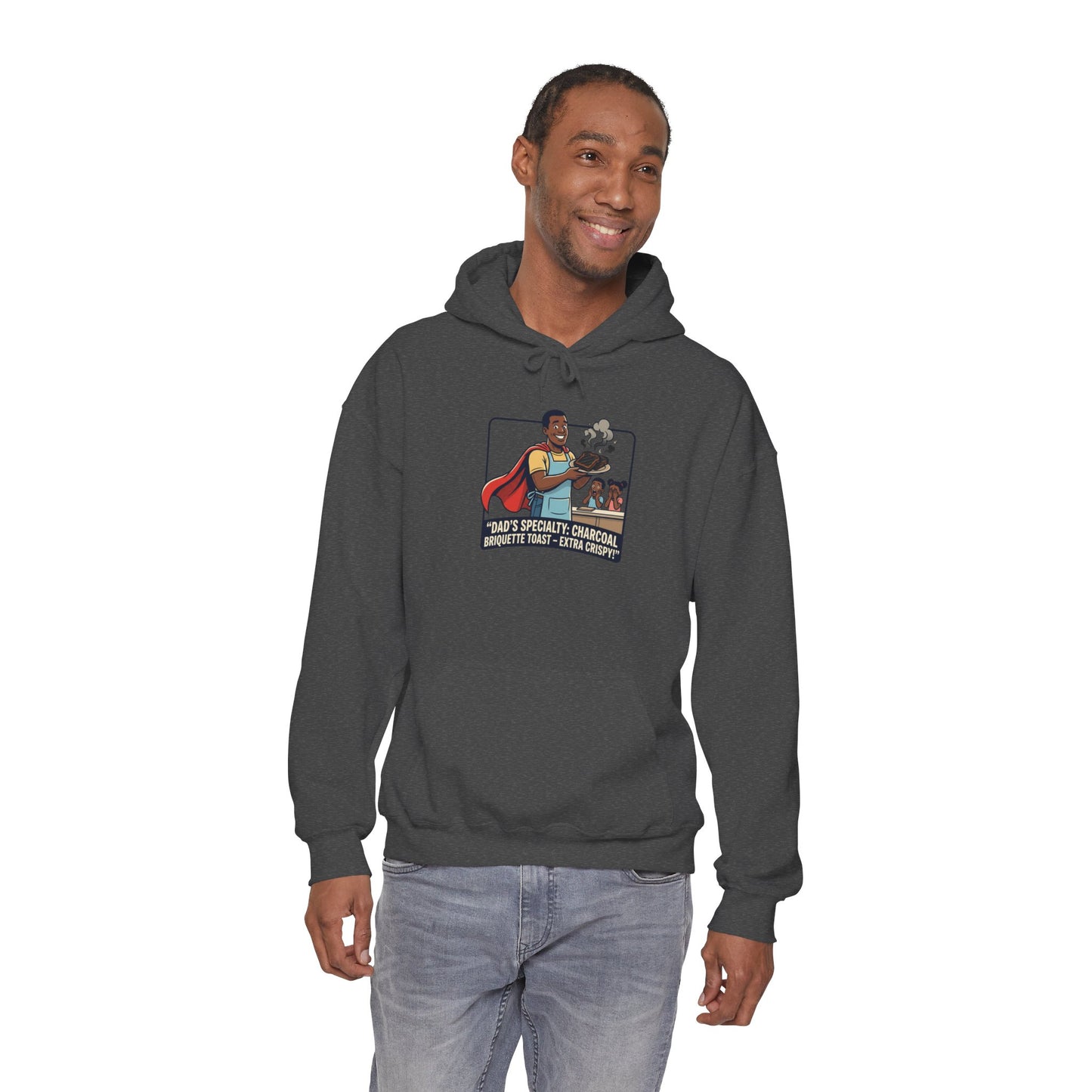 Hoodie — 'Dad's Specialty Charcoal Grilled Toast' Retro BBQ Chef Graphic