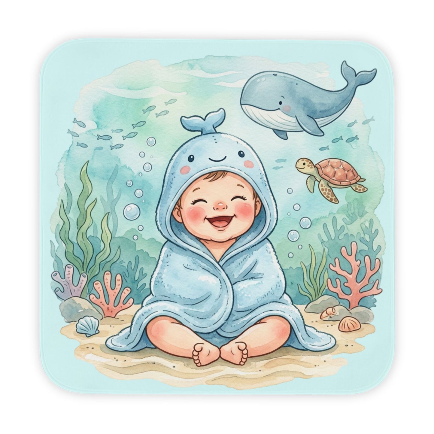 Under the Sea Whale Hooded Baby Towel — Cute Ocean Baby Wrap for Bath & Beach