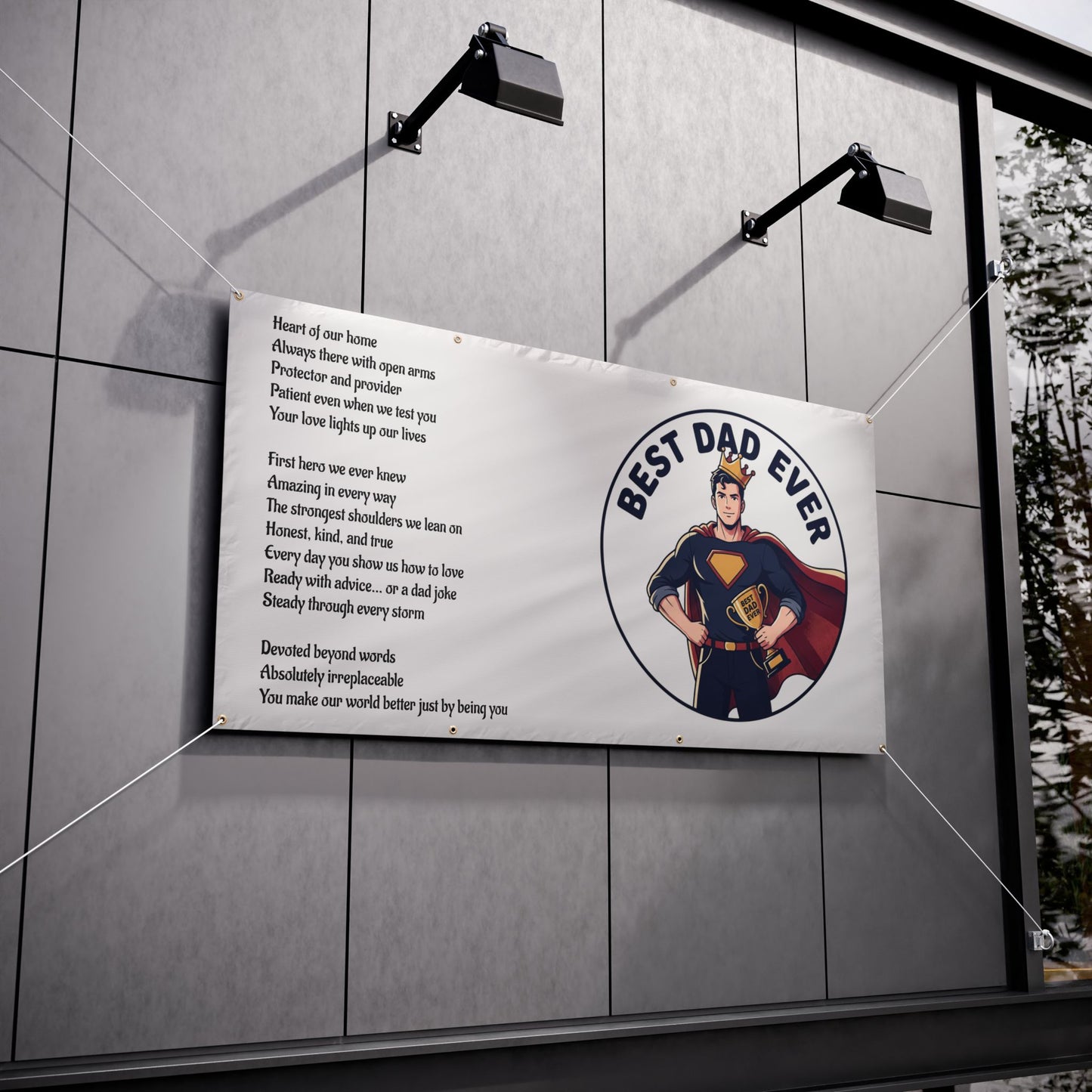 Best Dad Ever Vinyl Banner – Superhero Father Tribute with Poem
