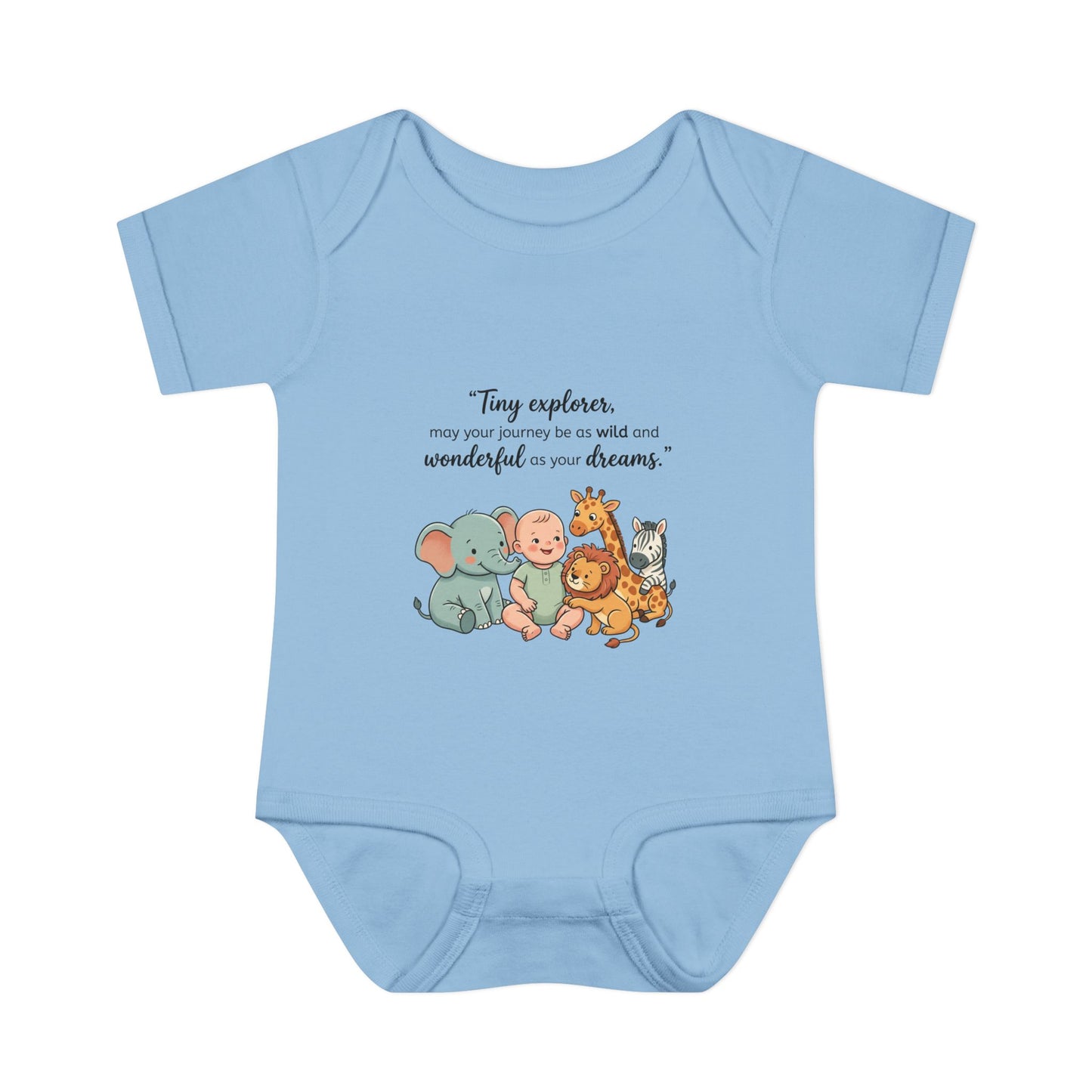 Baby Bodysuit — "Tiny Explorer" Cute Animal Nursery Onesie